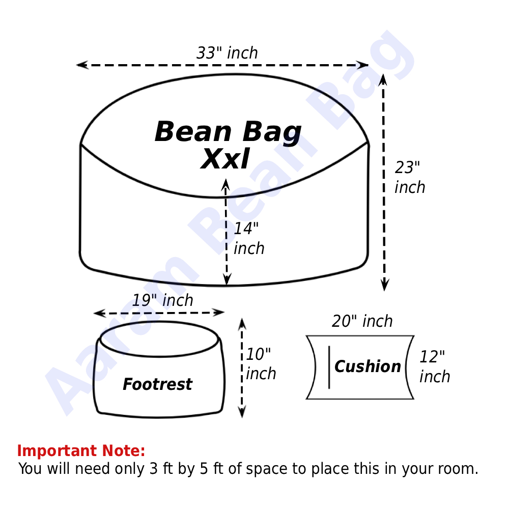 Faux Leather Giant Roll 3pcs Combo Bean Bag – Brown