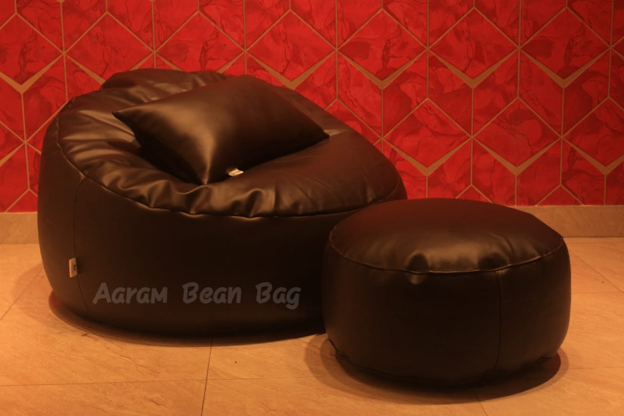 Faux Leather Giant Roll 3pcs Combo Bean Bag – Brown