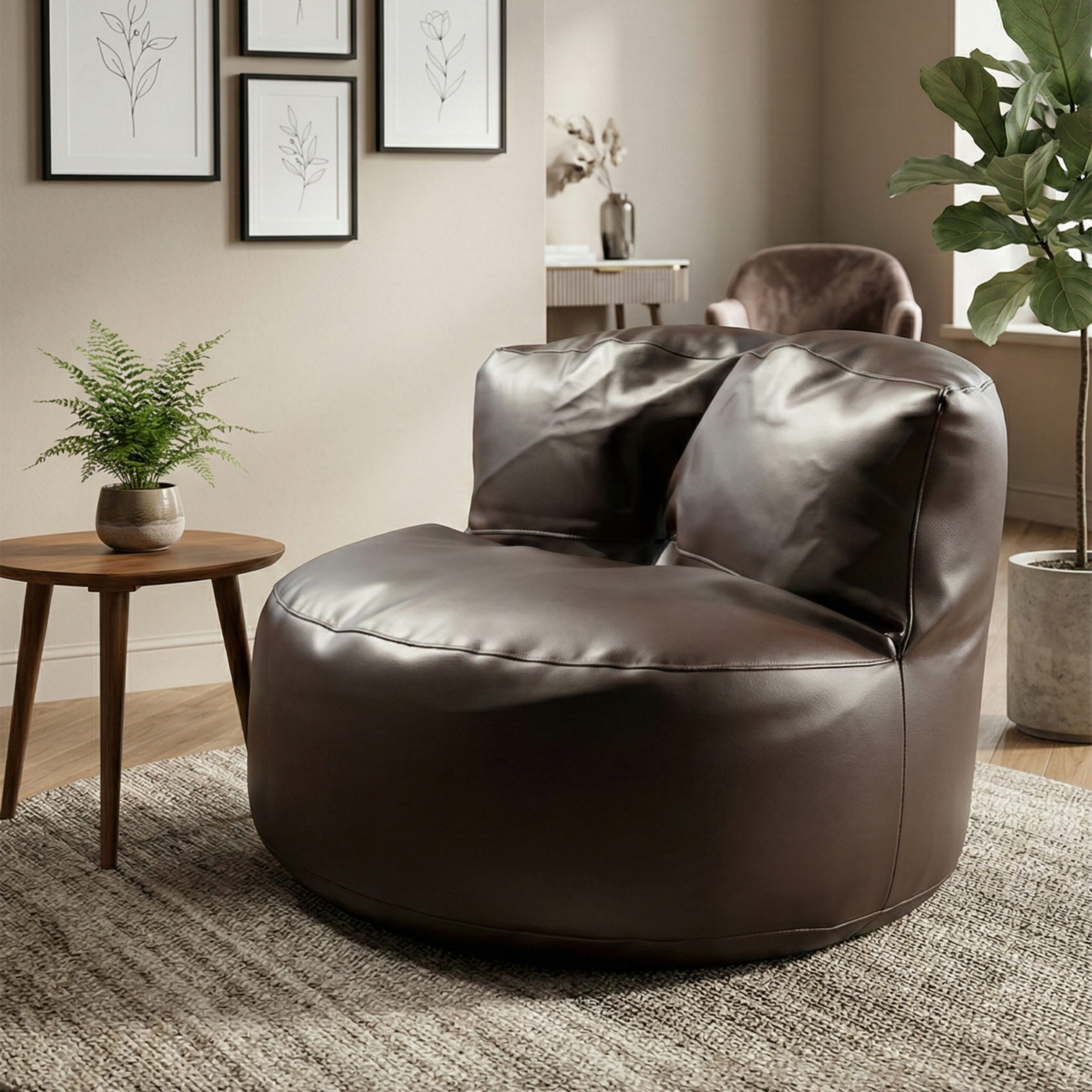 Faux Leather Lazy Sofa Bean Bag – Brown - ৳2,990 | Relaxo Bean Bag Bangladesh Faux Leather Lazy Sofa Bean Bag – Brown