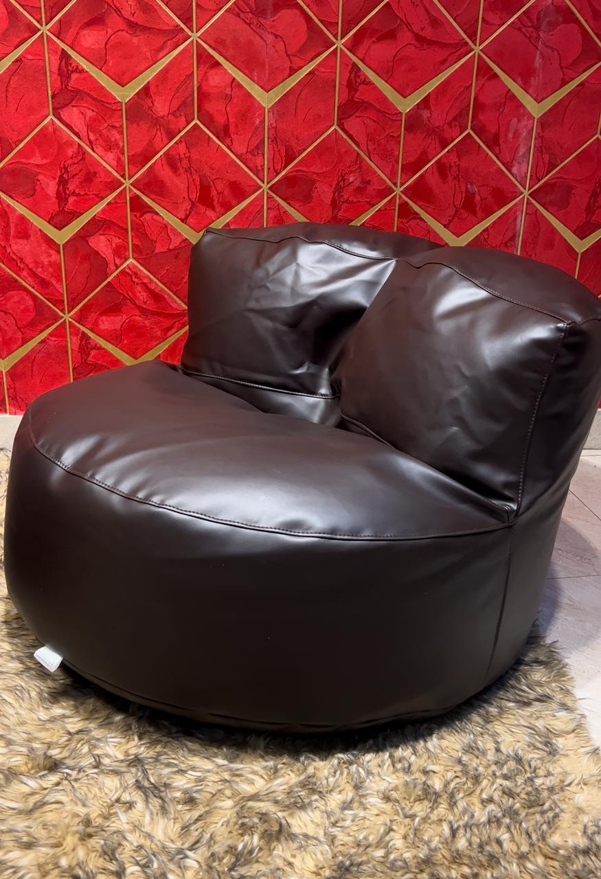 Faux Leather Lazy Sofa Bean Bag – Brown