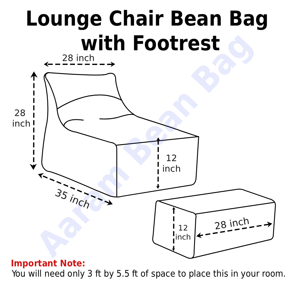 Faux Leather Lounge Chair Bean Bag with Footrest – Maroon