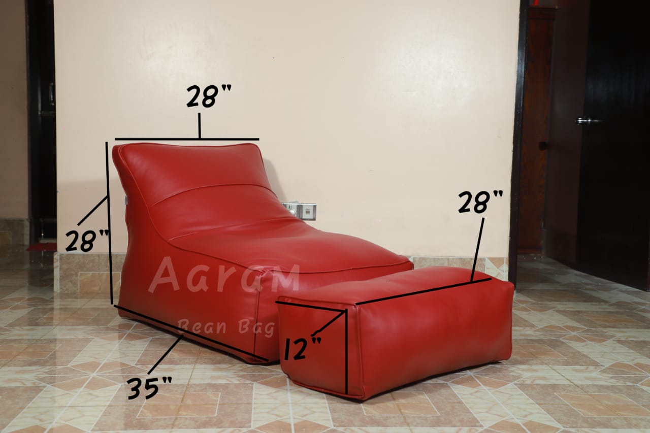 Faux Leather Lounge Chair Bean Bag with Footrest – Varnish