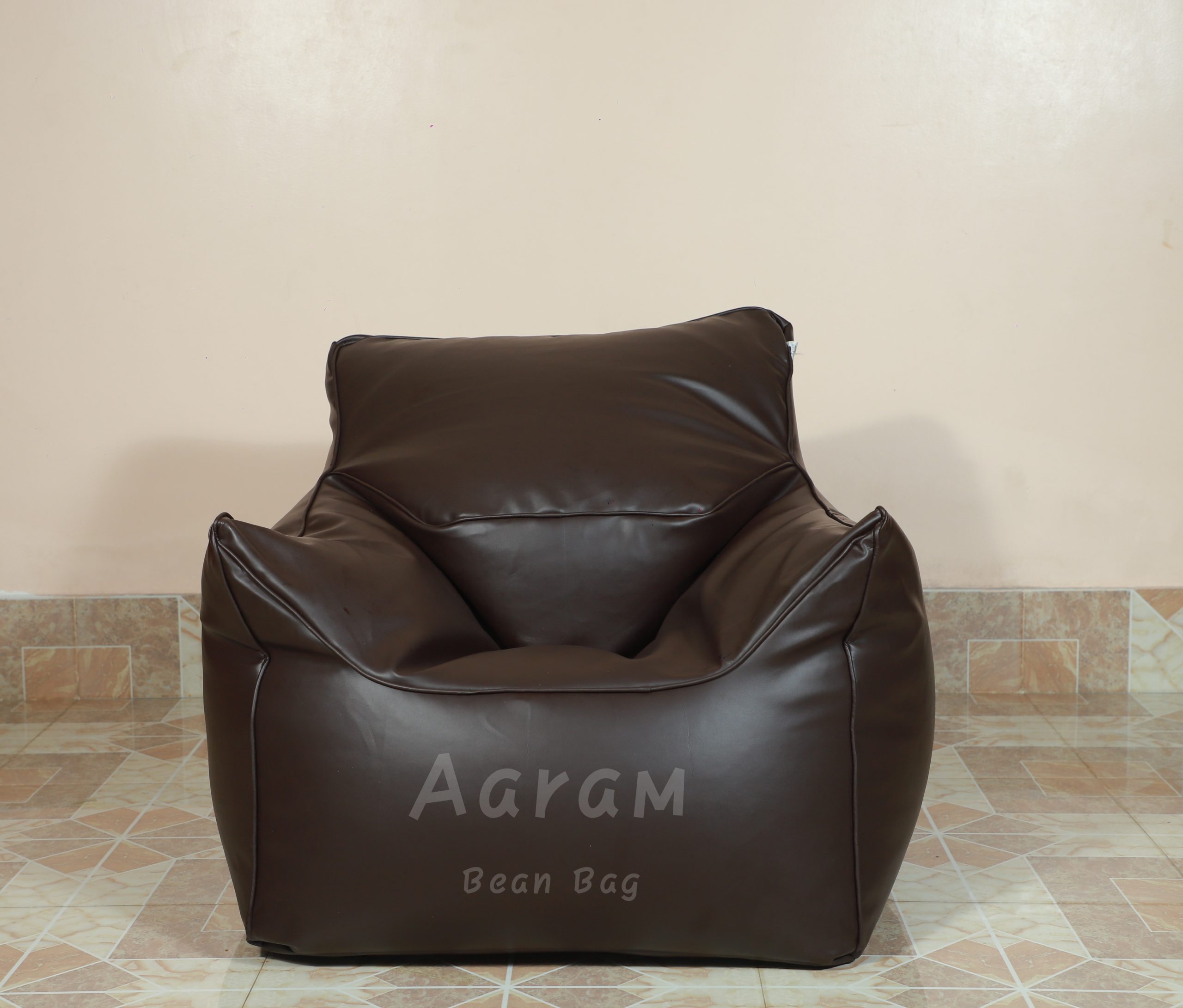 Faux Leather Single Couch Bean Bag – Brown