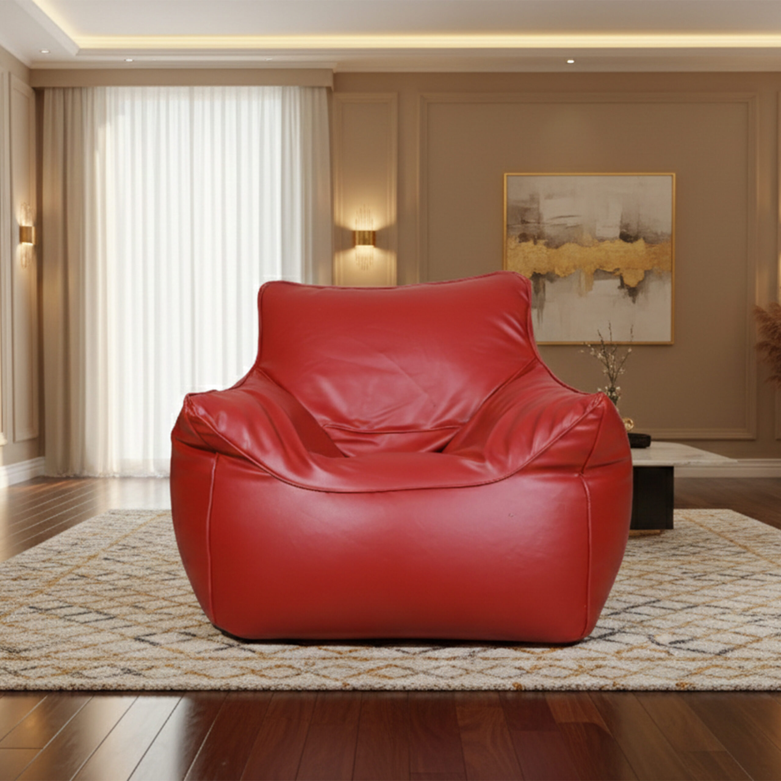 Faux Leather Single Couch Bean Bag – Maroon