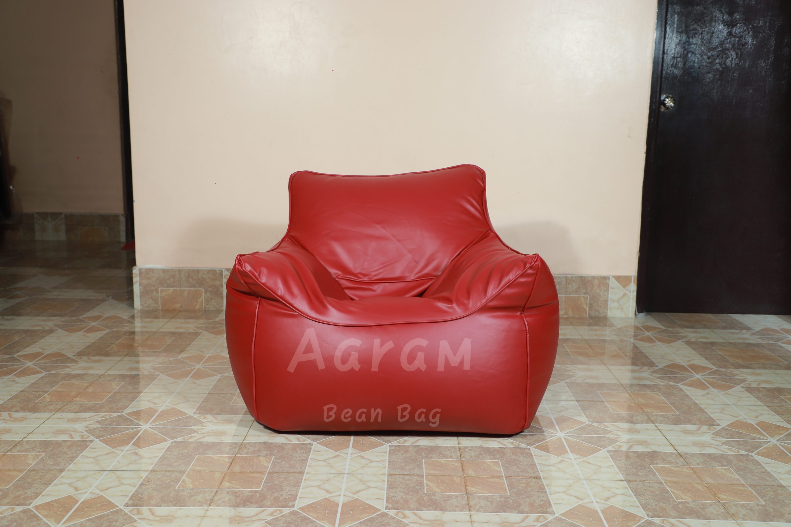 Faux Leather Single Couch Bean Bag – Maroon