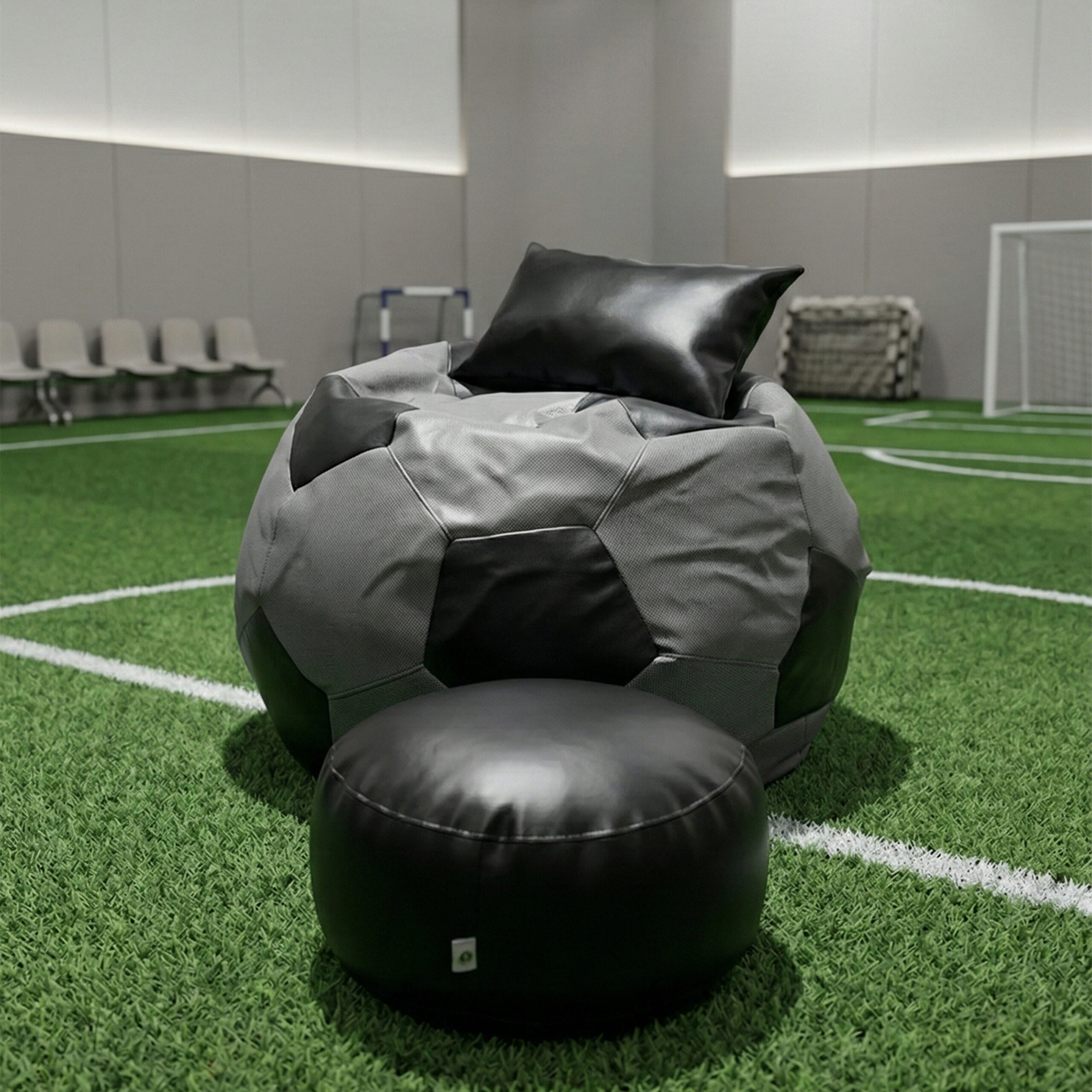 Faux Leather XxL Football Shape 3pcs Combo Bean Bag-Gray/Black - Relaxo Bean Bag Bangladesh Faux Leather XxL Football Shape 3pcs Combo Bean Bag-Gray/Black price in Bangladesh - Relaxo Bean Bag