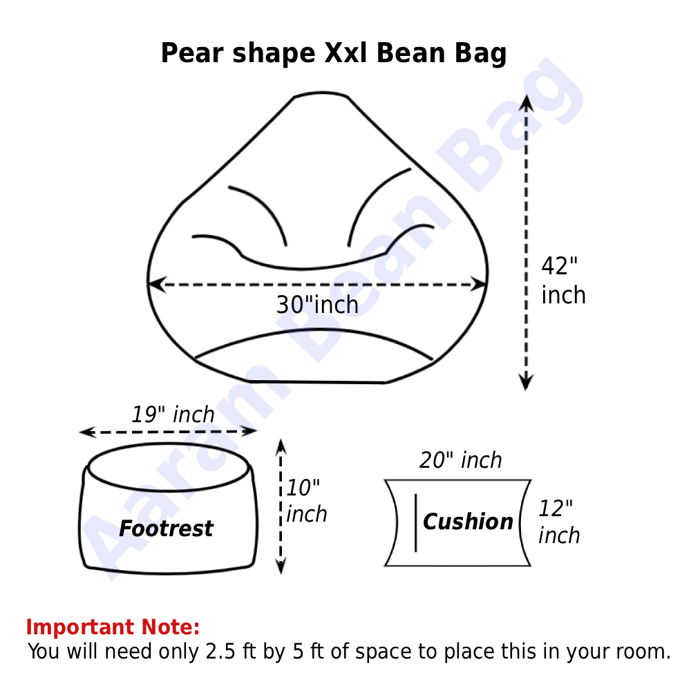 Faux Leather Xxl Pear Shape 3pcs Combo Bean Bag – Ash