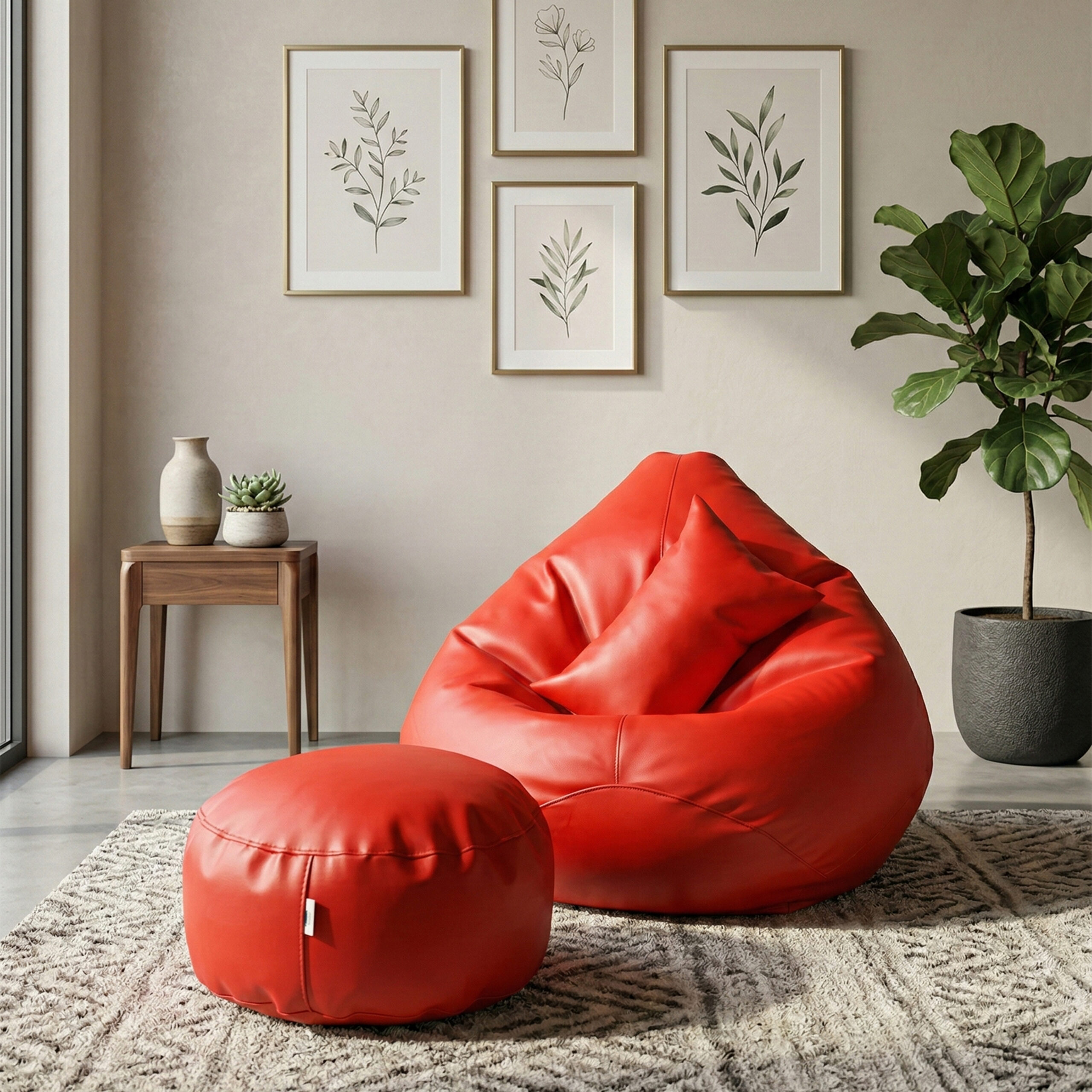 Faux Leather Xxl Pear Shape 3pcs Combo Bean Bag -Red - ৳3,990 | Relaxo Bean Bag Bangladesh Faux Leather Xxl Pear Shape 3pcs Combo Bean Bag -Red