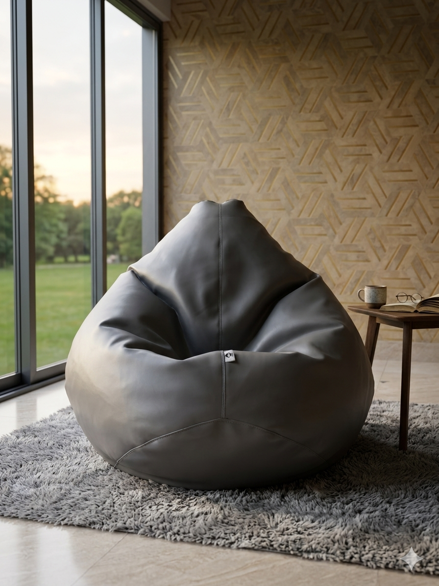 Faux Leather Xxl Pear Shape Single Bean Bag -Ash - ৳2,990 | Relaxo Bean Bag Bangladesh Faux Leather Xxl Pear Shape Single Bean Bag -Ash