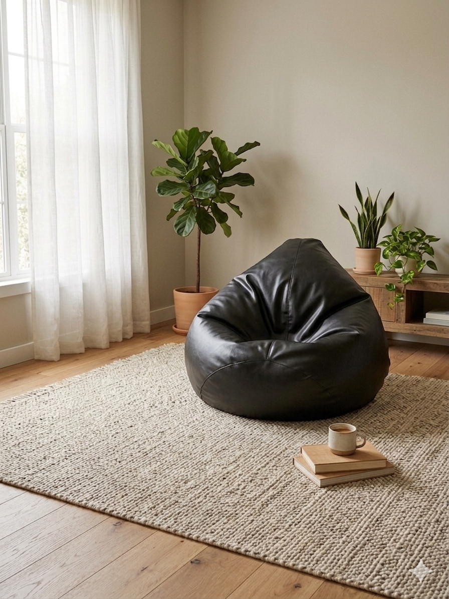 Faux Leather XxL Pear Shape Single Bean Bag – Black - Relaxo Bean Bag Bangladesh Faux Leather XxL Pear Shape Single Bean Bag – Black price in Bangladesh - Relaxo Bean Bag