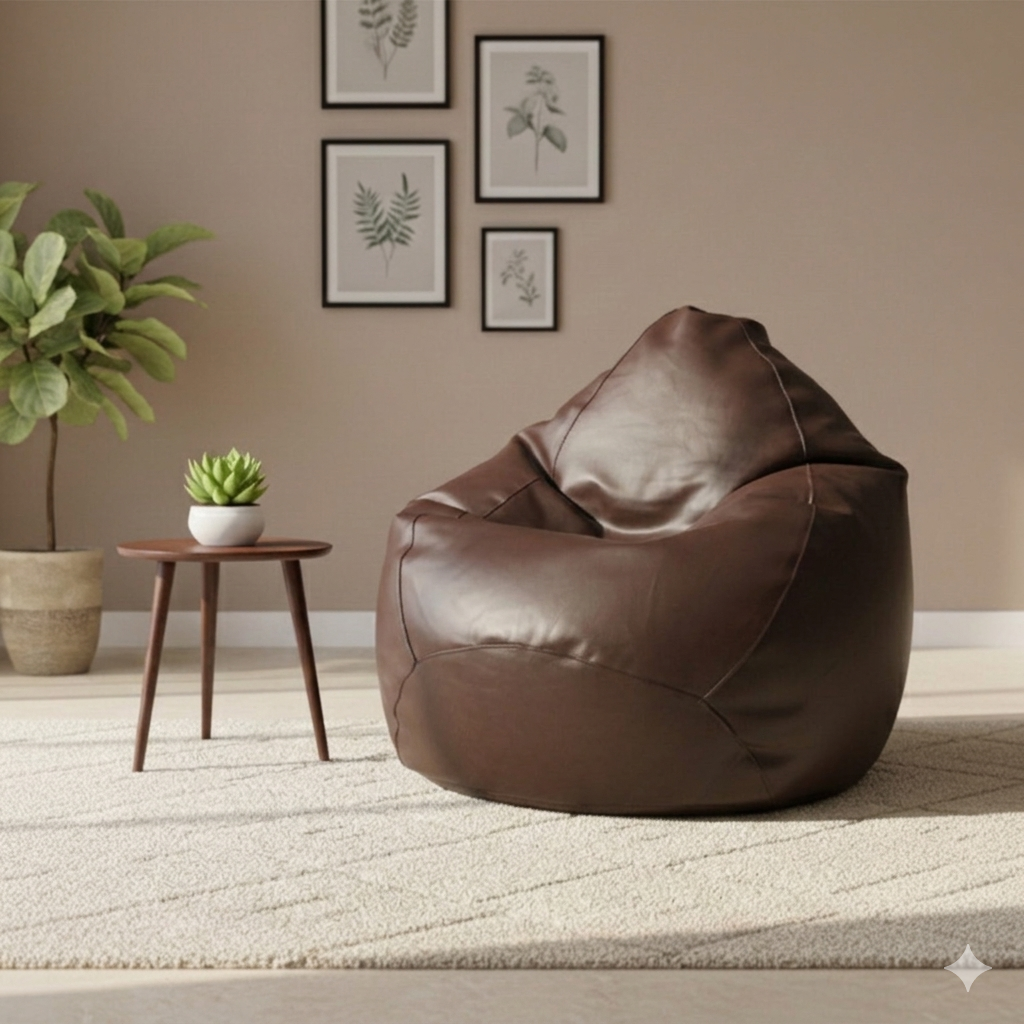 Faux Leather Xxl Pear Shape Single Bean Bag – Brown