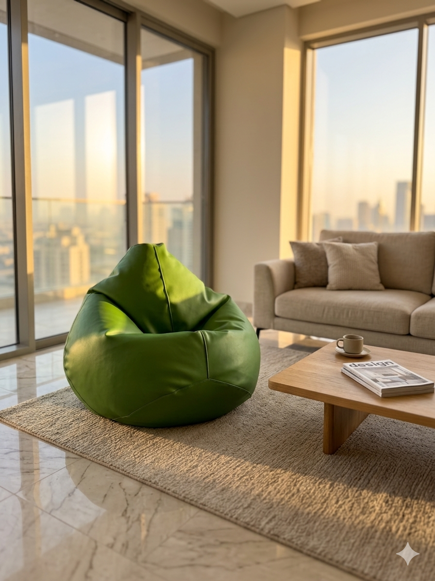 Faux Leather XxL Pear Shape Single Bean Bag – Green - Relaxo Bean Bag Bangladesh Faux Leather XxL Pear Shape Single Bean Bag – Green price in Bangladesh - Relaxo Bean Bag