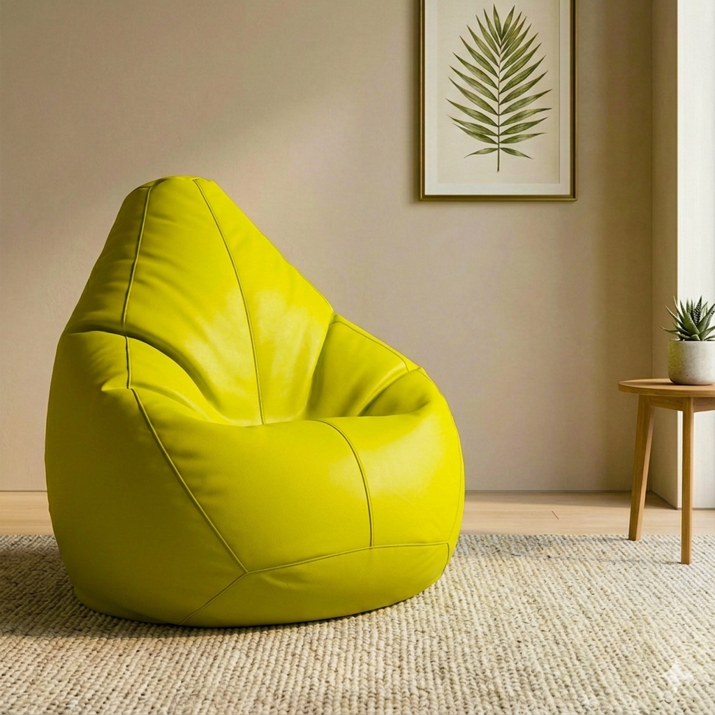 Faux Leather Xxl Pear Shape Single Bean Bag – Neon Green - Relaxo Bean Bag Bangladesh Faux Leather Xxl Pear Shape Single Bean Bag – Neon Green price in Bangladesh - Relaxo Bean Bag