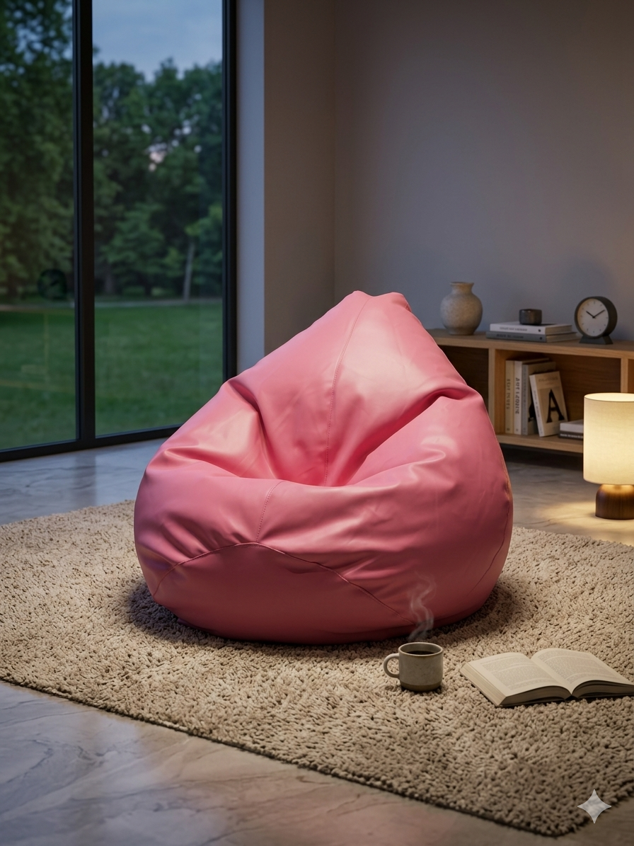 Faux Leather Xxl Pear Shape Single Bean Bag – Pink - ৳2,990 | Relaxo Bean Bag Bangladesh Faux Leather Xxl Pear Shape Single Bean Bag – Pink
