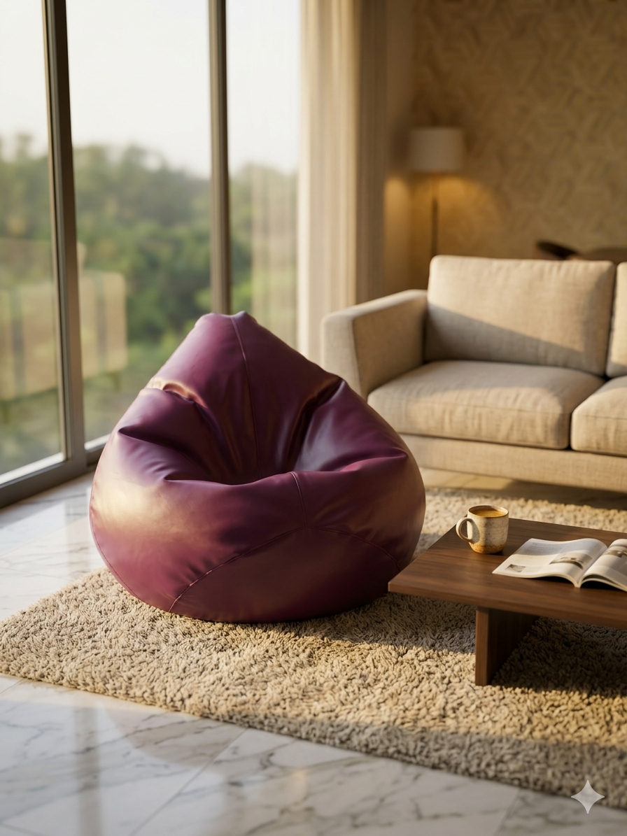 Faux Leather XxL Pear Shape Single Bean Bag – Purple