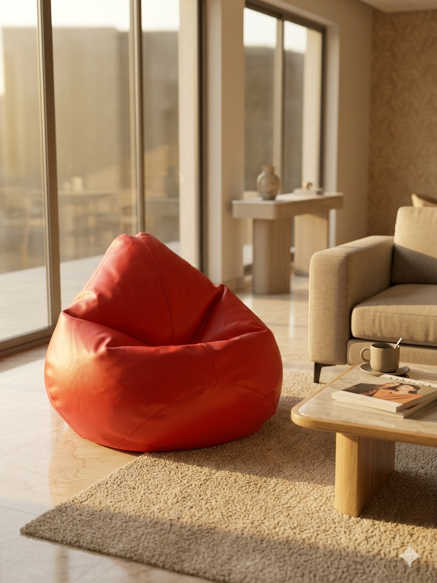 Faux Leather Xxl Pear Shape Single Bean Bag – Red - ৳2,990 | Relaxo Bean Bag Bangladesh Faux Leather Xxl Pear Shape Single Bean Bag – Red