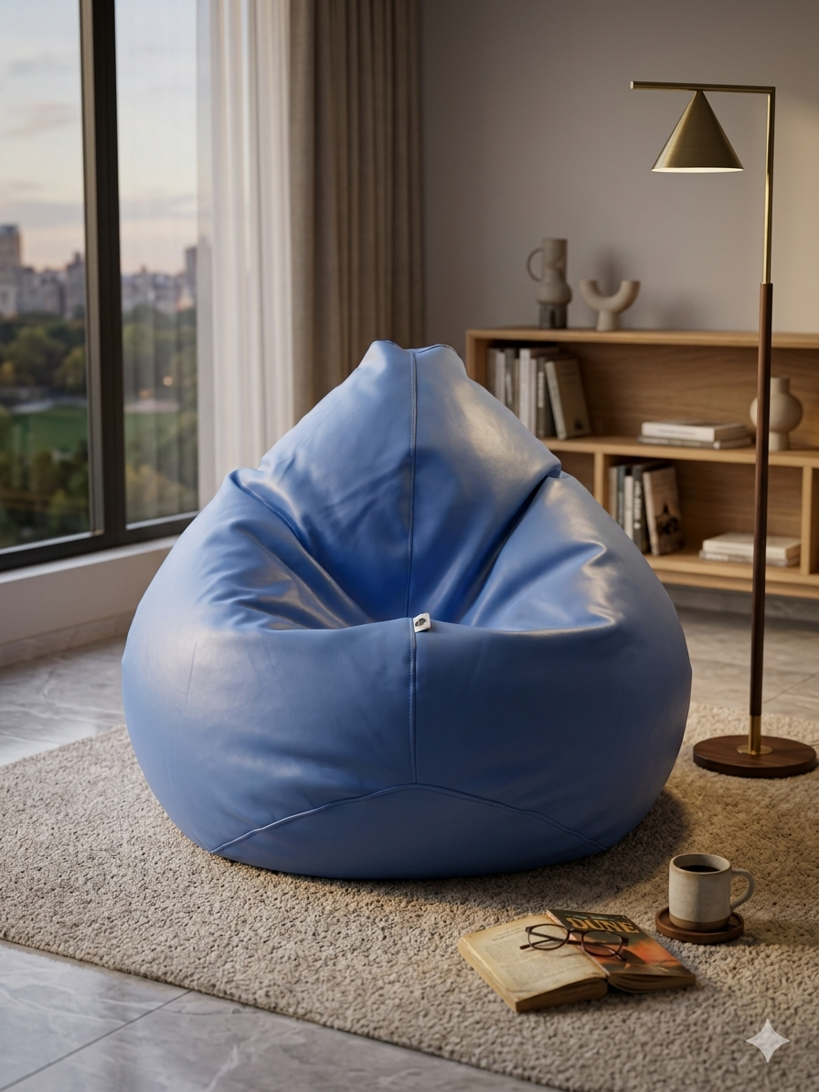 Faux Leather Xxl Pear Shape Single Bean Bag – Sky Blue - Relaxo Bean Bag Bangladesh Faux Leather Xxl Pear Shape Single Bean Bag – Sky Blue price in Bangladesh - Relaxo Bean Bag