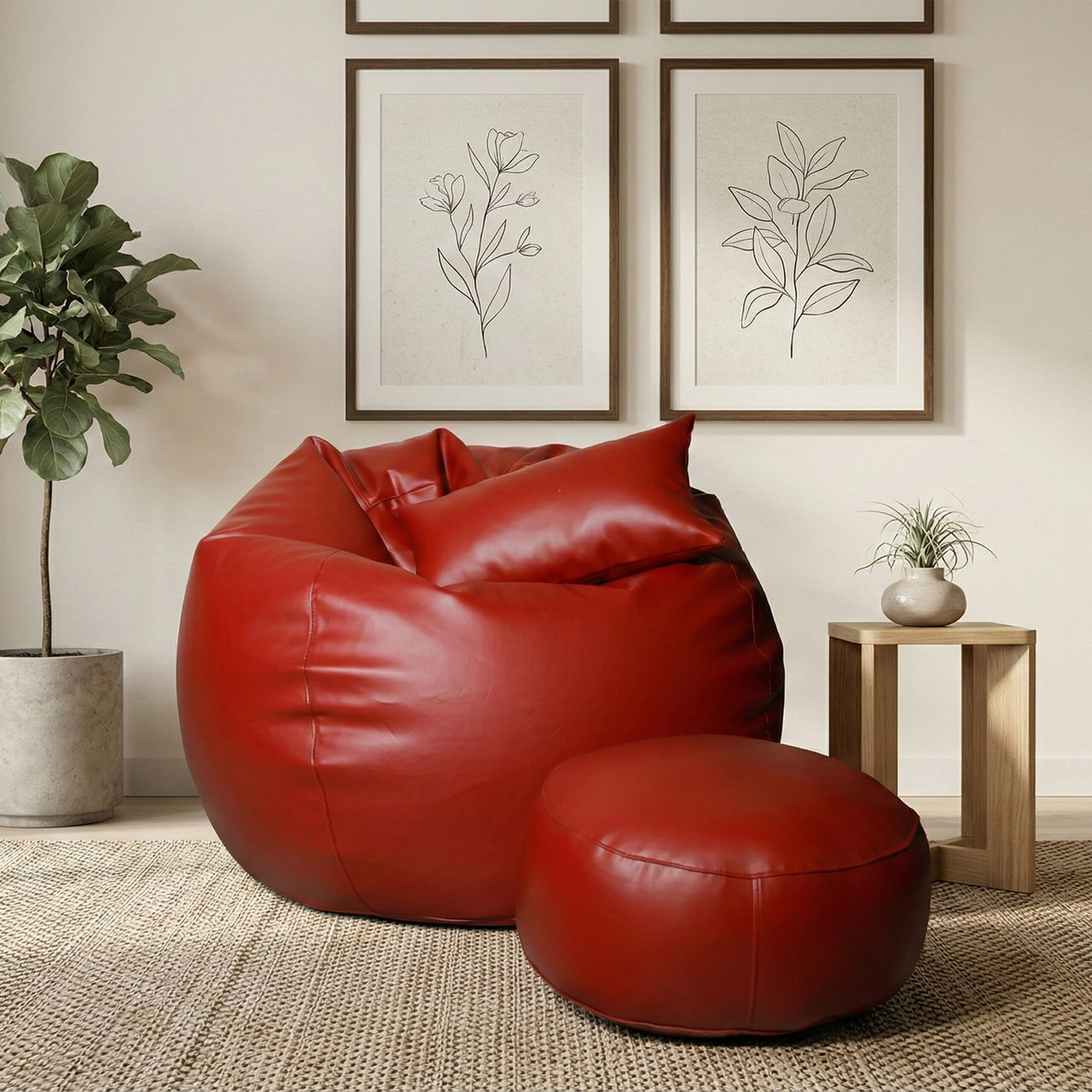 Faux Leather Xxl Pumpkin Shape 3pcs Combo Bean Bag – Maroon - ৳3,990 | Relaxo Bean Bag Bangladesh Faux Leather Xxl Pumpkin Shape 3pcs Combo Bean Bag – Maroon