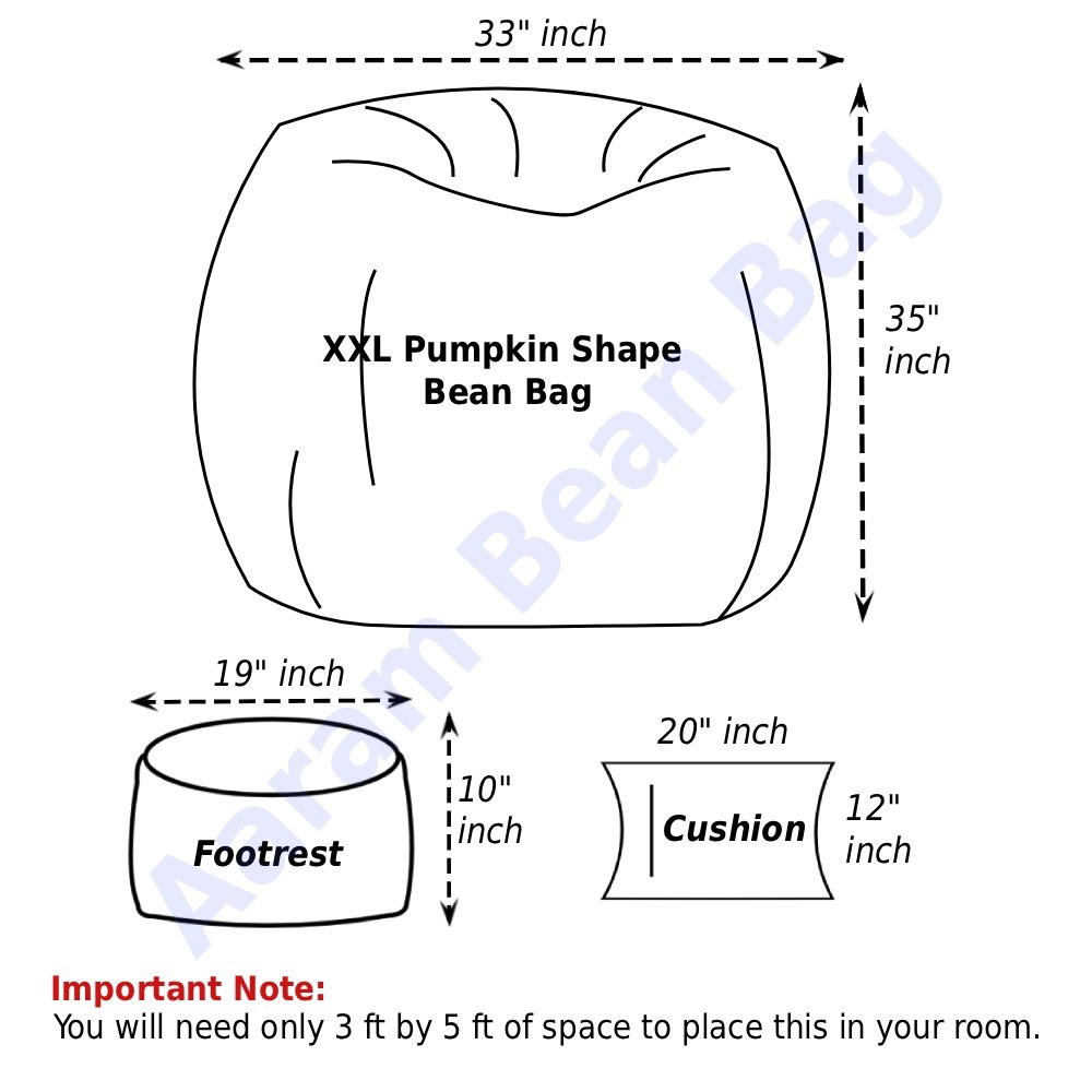 Faux Leather Xxl Pumpkin Shape 3pcs Combo Bean Bag – Maroon