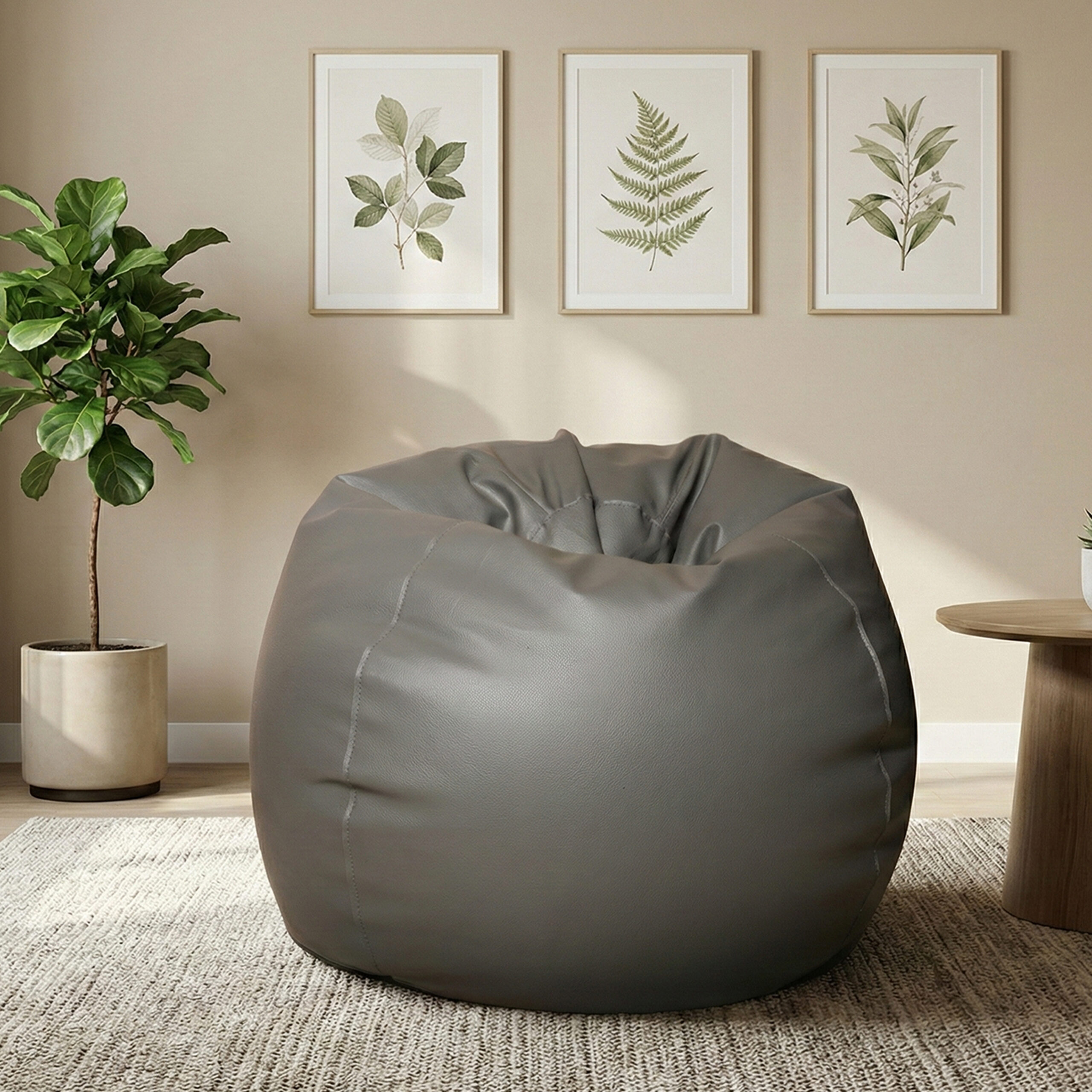 Faux Leather XxL Pumpkin Shape Single Bean Bag – Ash - ৳2,990 | Relaxo Bean Bag Bangladesh Faux Leather XxL Pumpkin Shape Single Bean Bag – Ash
