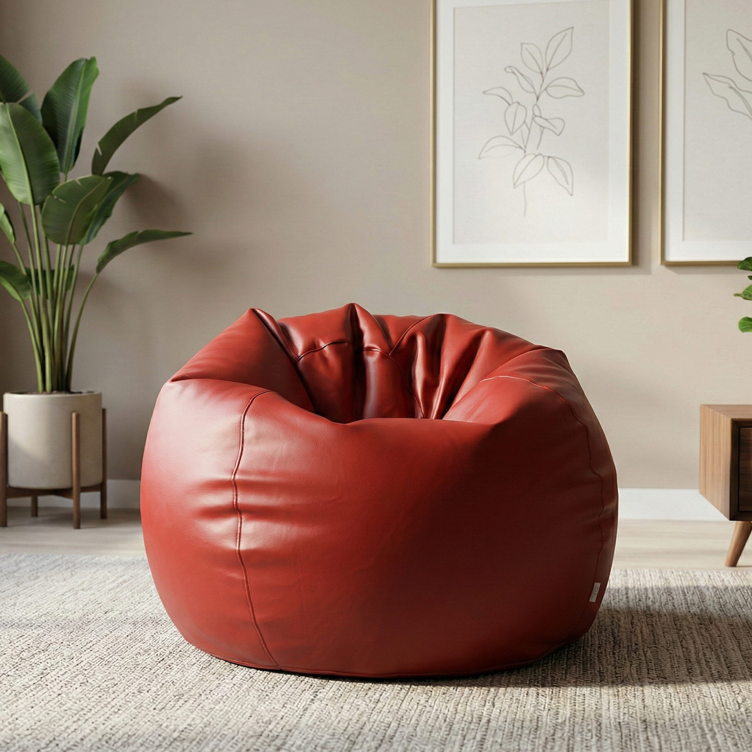 Faux Leather XxL Pumpkin Shape Single Bean Bag – Maroon - ৳2,990 | Relaxo Bean Bag Bangladesh Faux Leather XxL Pumpkin Shape Single Bean Bag – Maroon