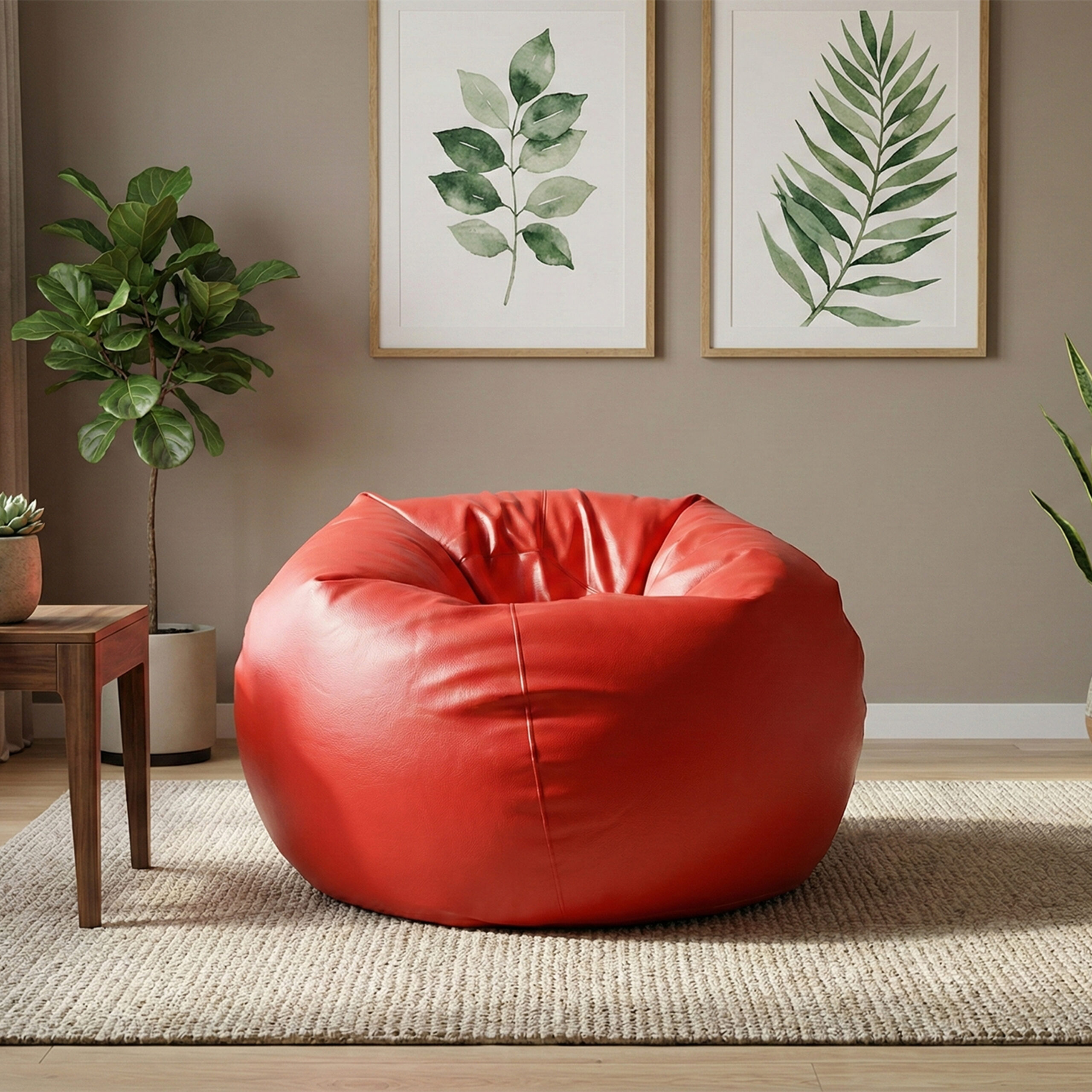 Faux Leather XxL Pumpkin Shape Single Bean Bag – Red - ৳2,990 | Relaxo Bean Bag Bangladesh Faux Leather XxL Pumpkin Shape Single Bean Bag – Red