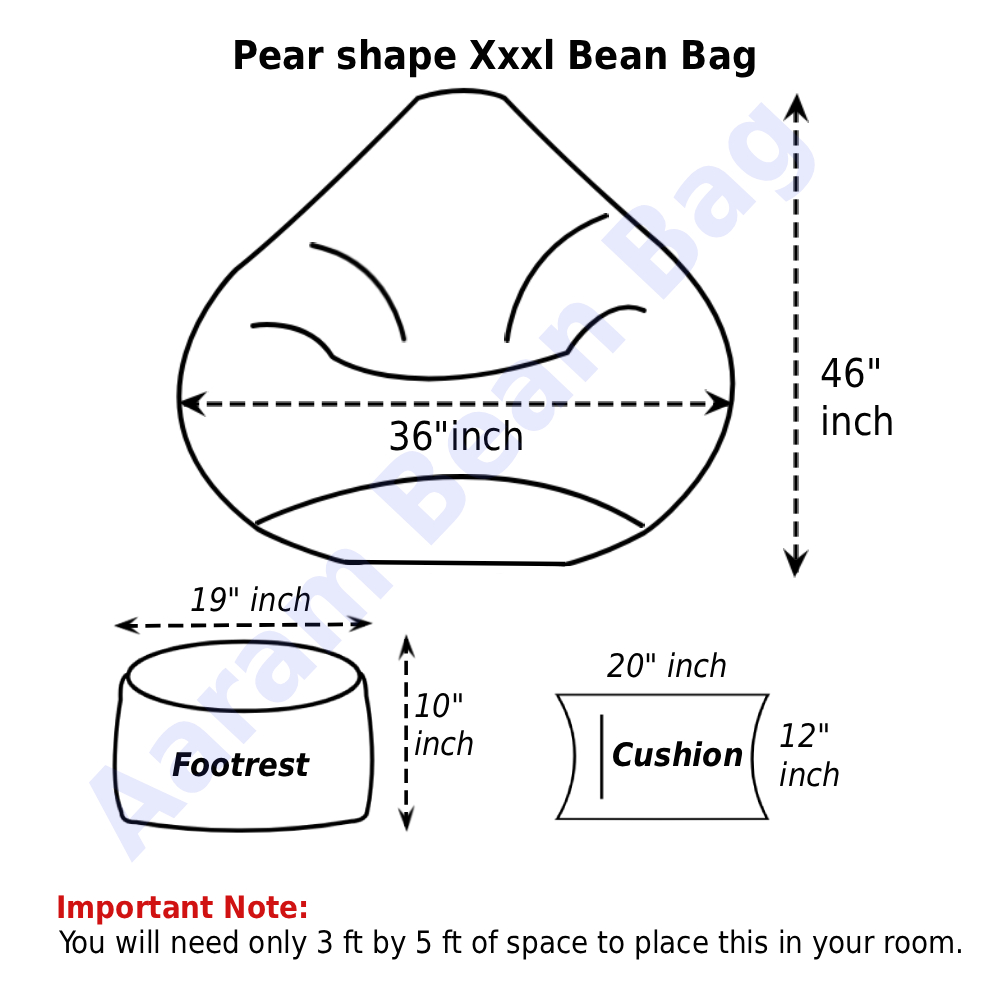 Faux Leather Xxxl Pear Shape 3pcs Combo Bean Bag – Ash