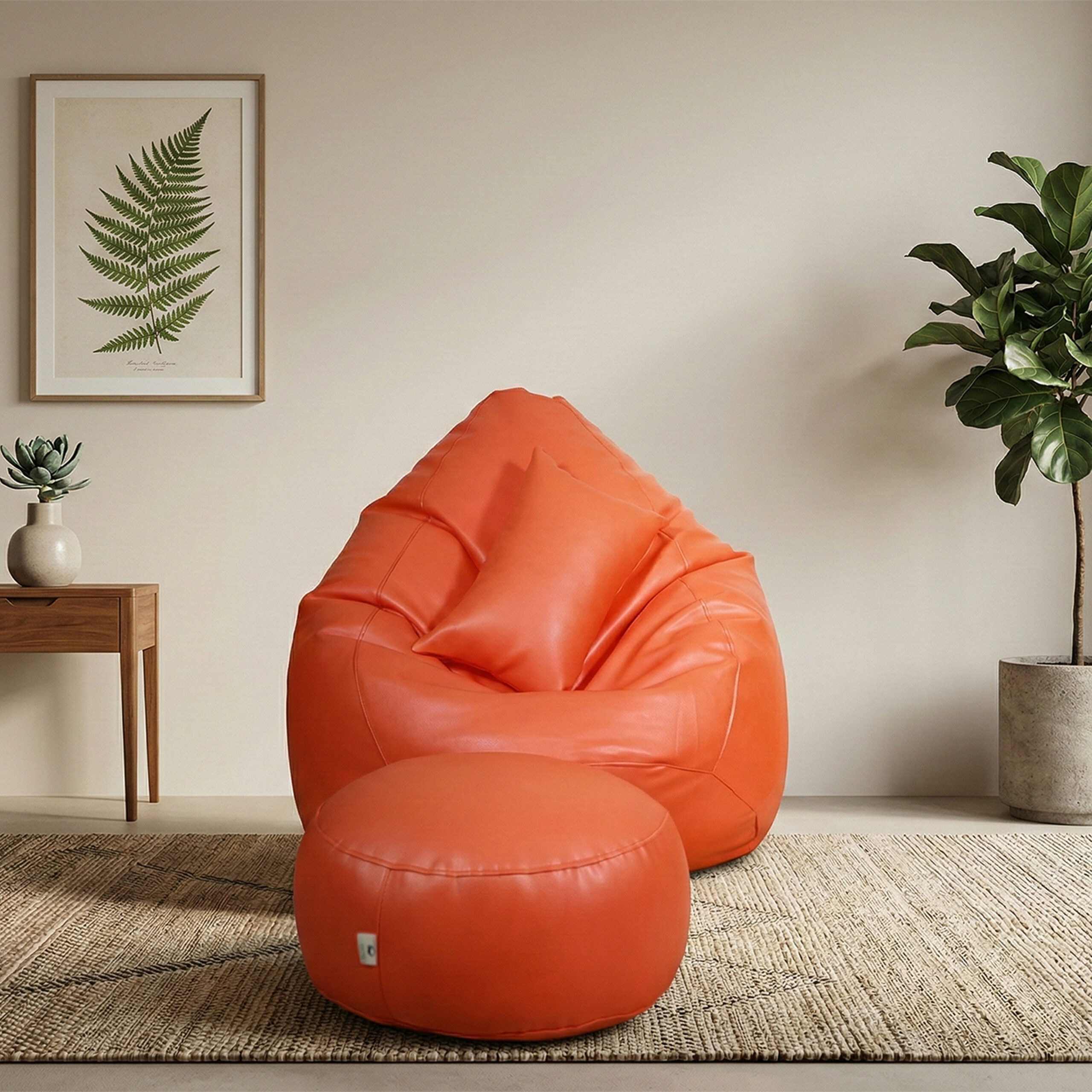 Faux Leather Xxxl Pear Shape 3pcs Combo Bean Bag – Orange
