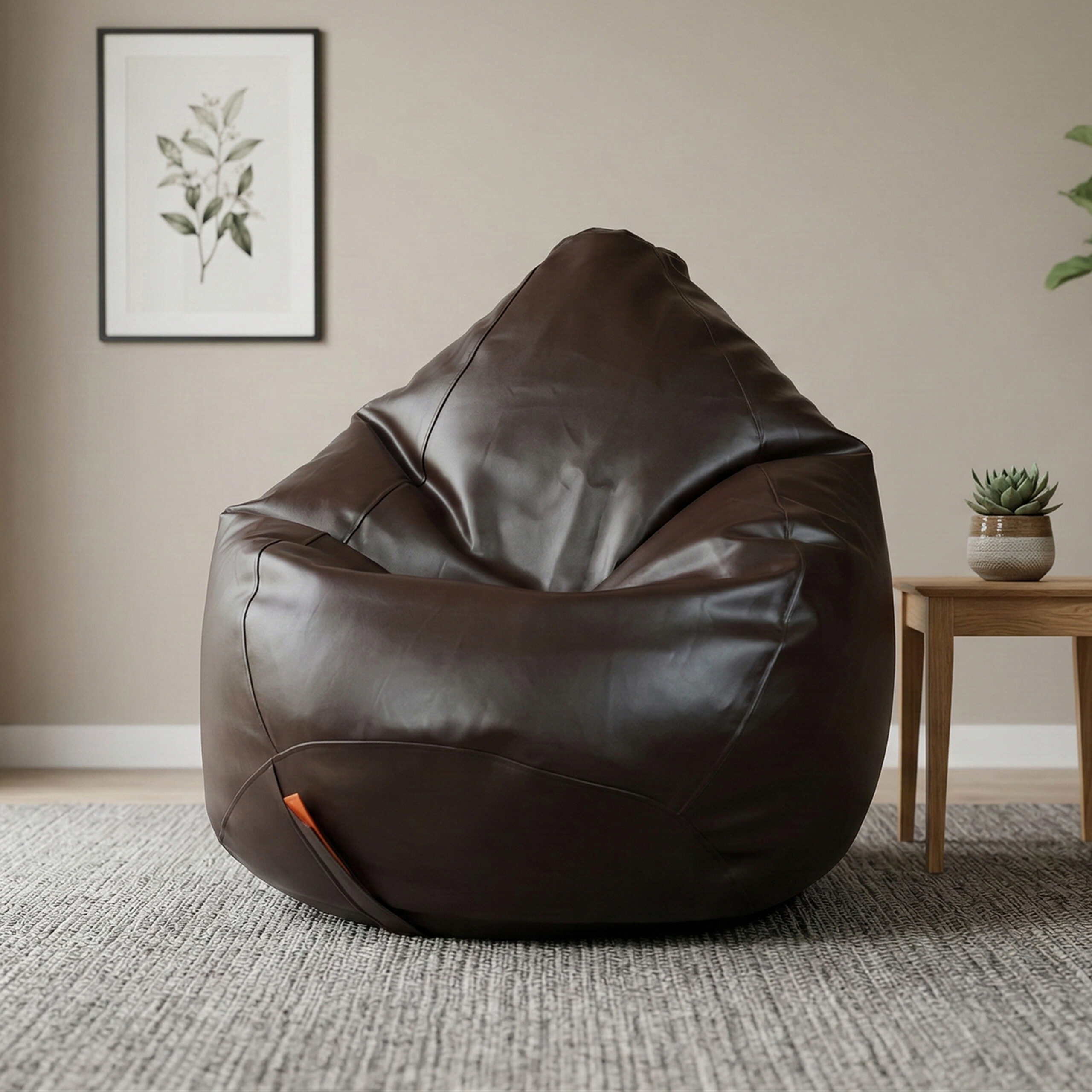 Faux Leather XxxL Pear Shape Single Bean Bag – Brown