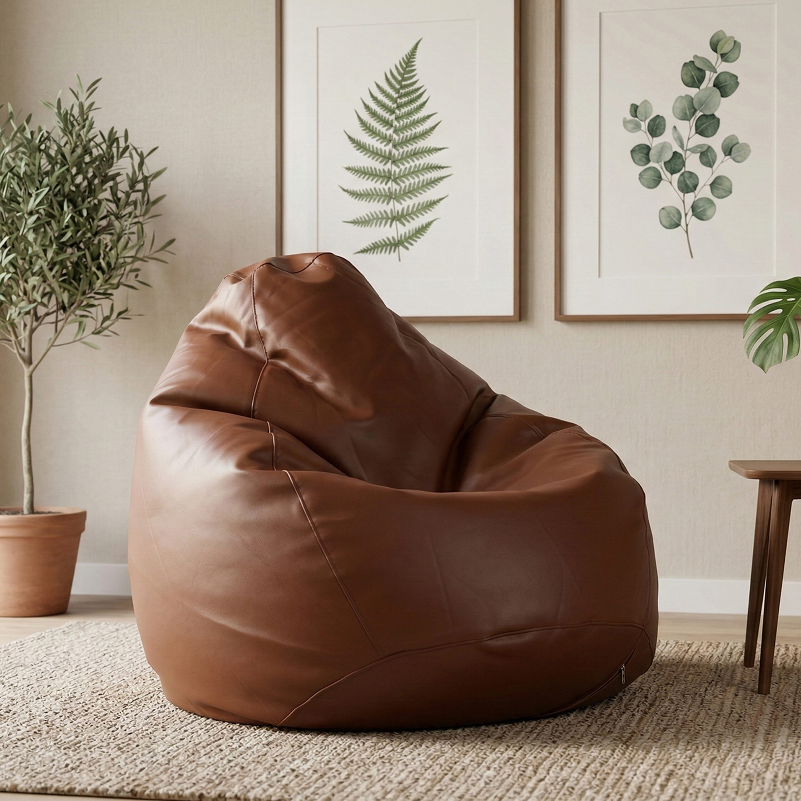 Faux Leather Xxxl Pear Shape Single Bean Bag – Coconut