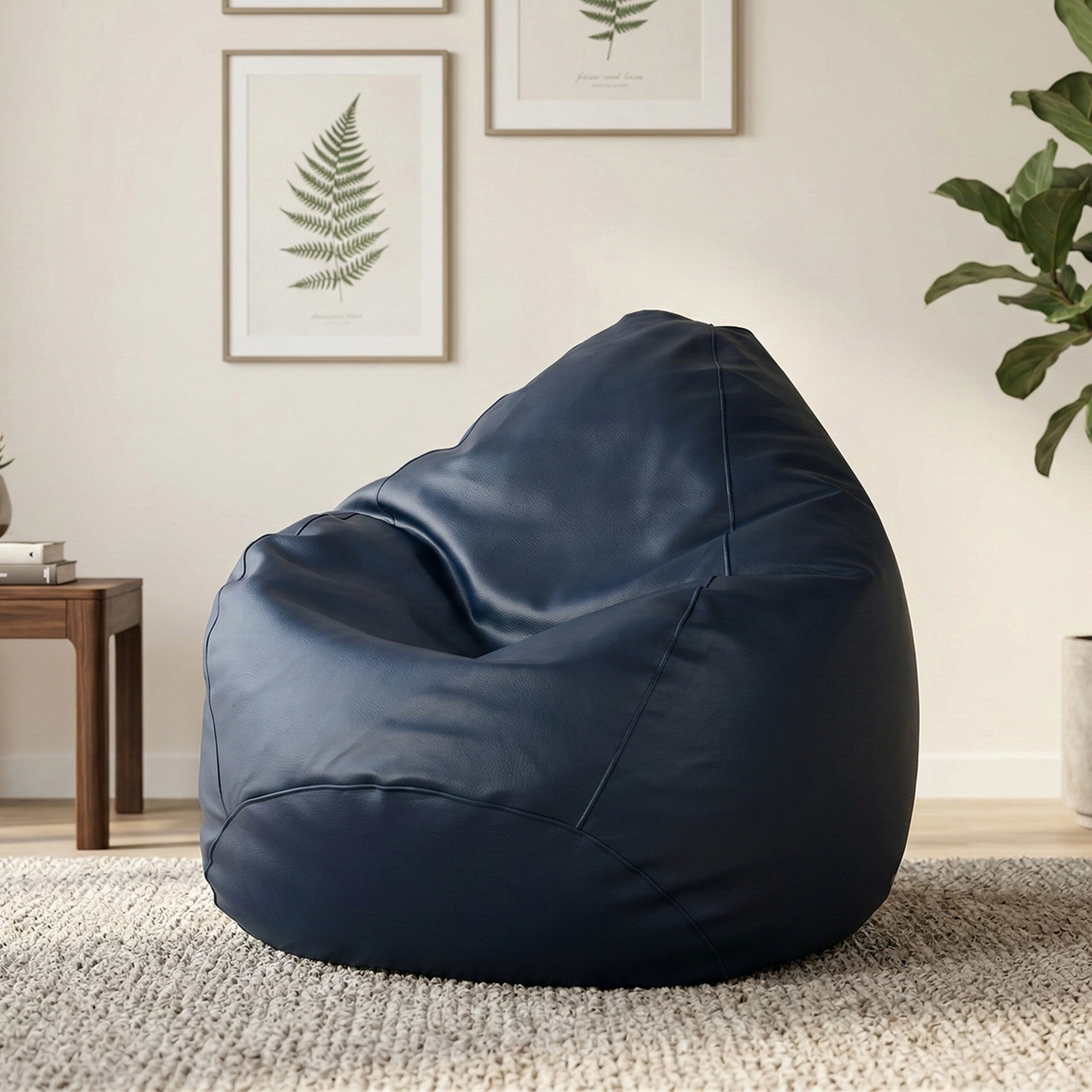 Faux Leather XxxL Pear Shape Single Bean Bag – Navy Blue