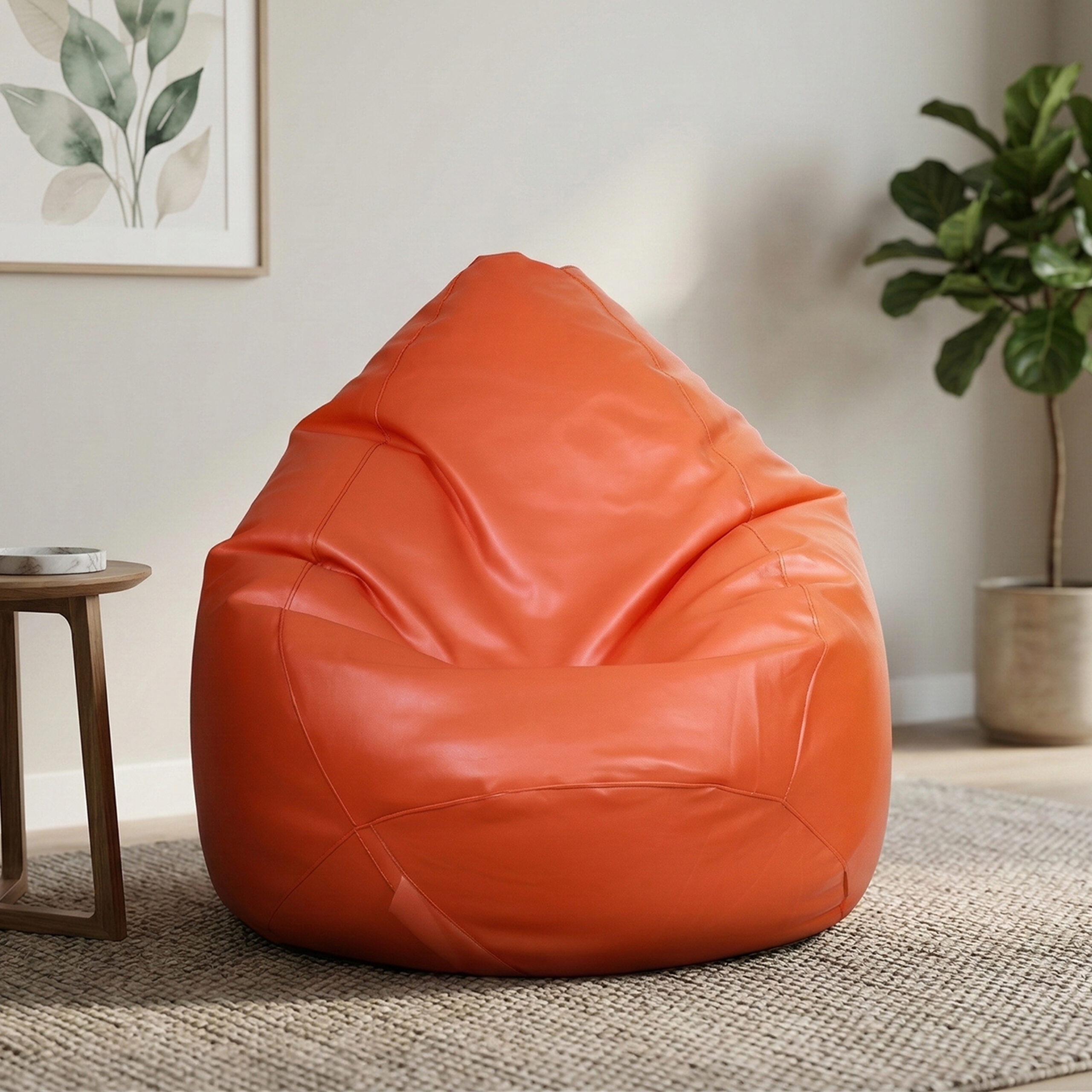 Faux Leather Xxxl Pear Shape Single Bean Bag – Orange