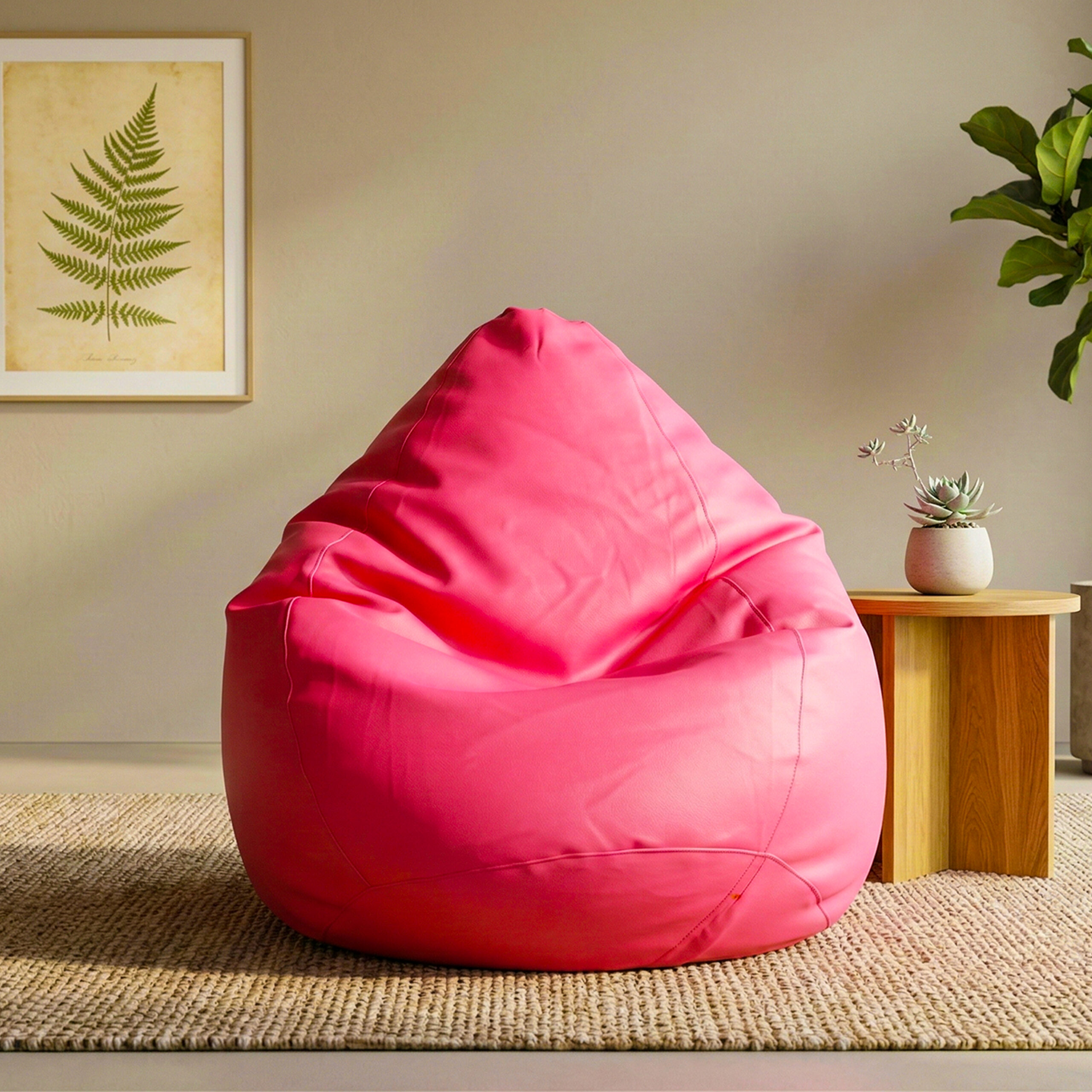 Faux Leather XxxL Pear Shape Single Bean Bag – Pink