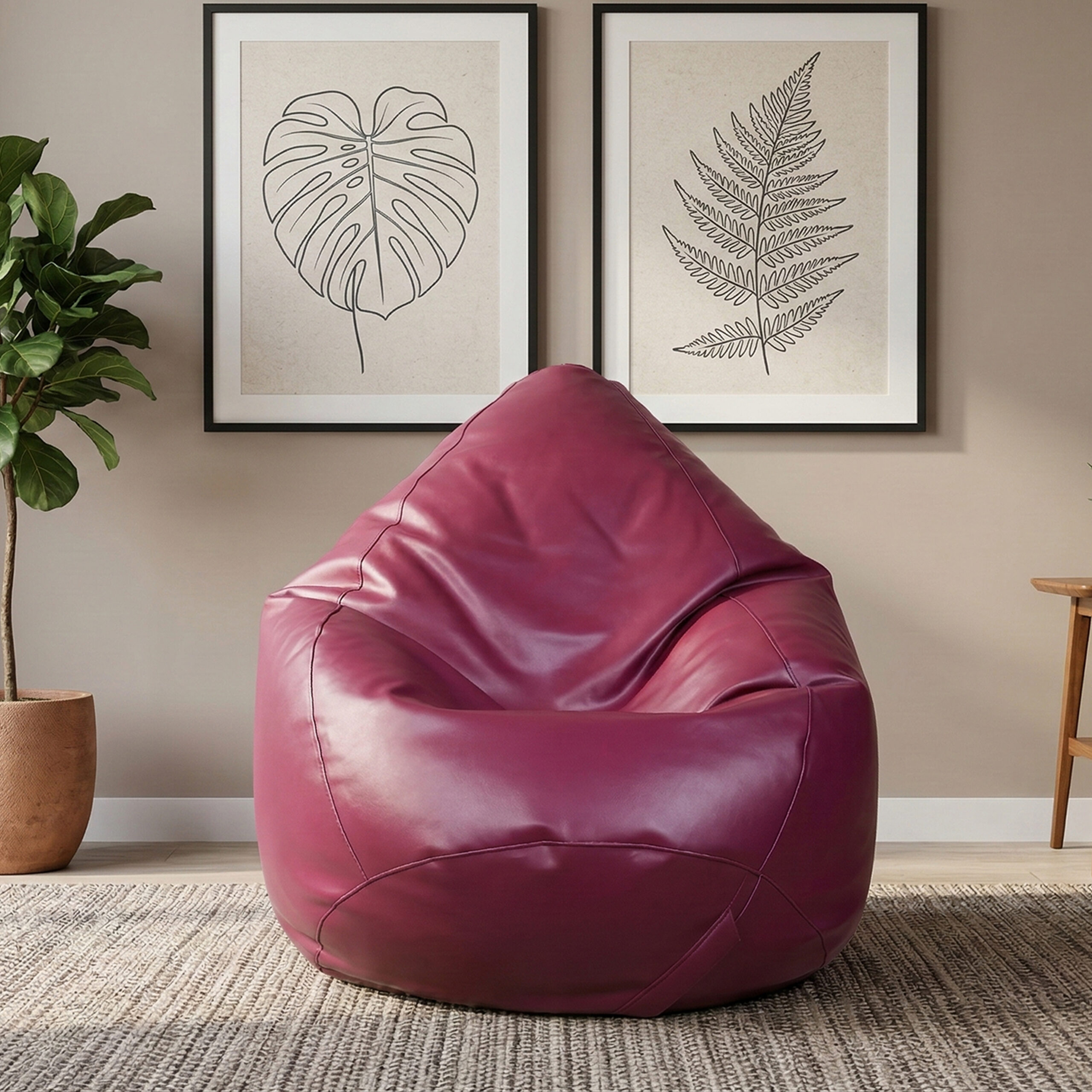 Faux Leather XxxL Pear Shape Single Bean Bag – Purple