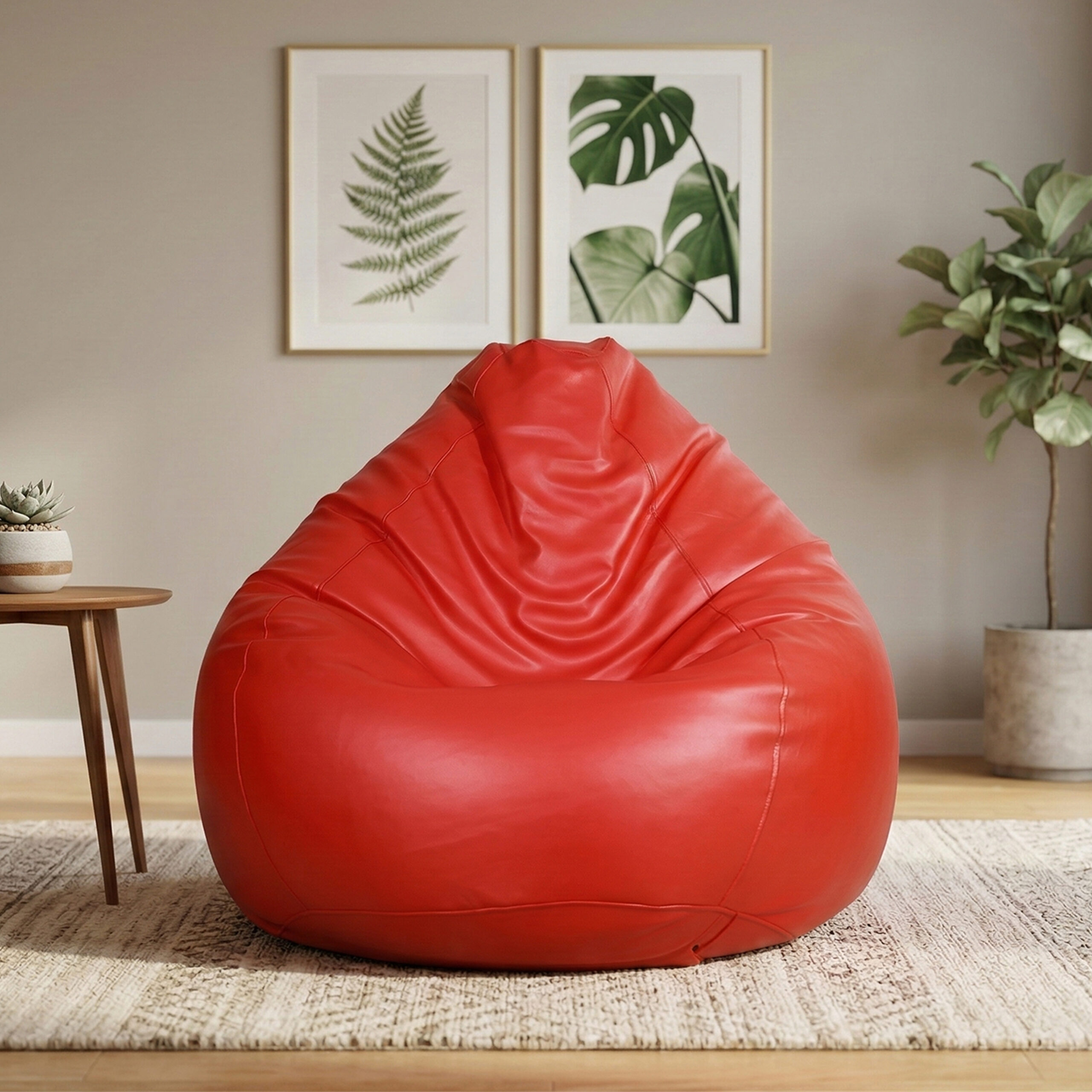 Faux Leather XxxL Pear Shape Single Bean Bag – Red