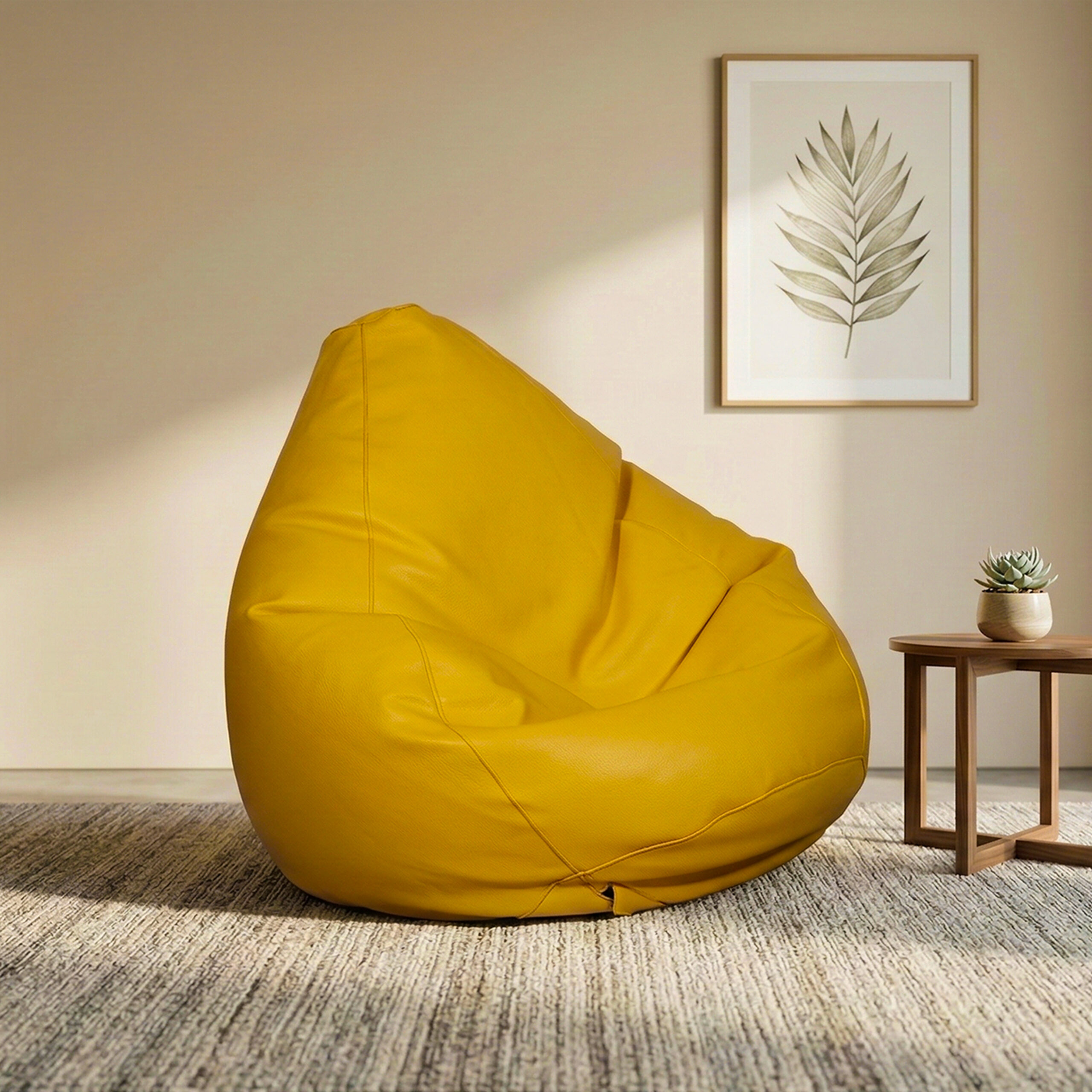 Faux Leather XxxL Pear Shape Single Bean Bag – Yellow