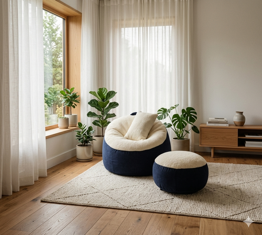 Giant Roll Fabrics Xxl 3pcs Combo Bean Bag- Navy Blue/Cream - Relaxo Bean Bag Bangladesh Giant Roll Fabrics Xxl 3pcs Combo Bean Bag- Navy Blue/Cream price in Bangladesh - Relaxo Bean Bag
