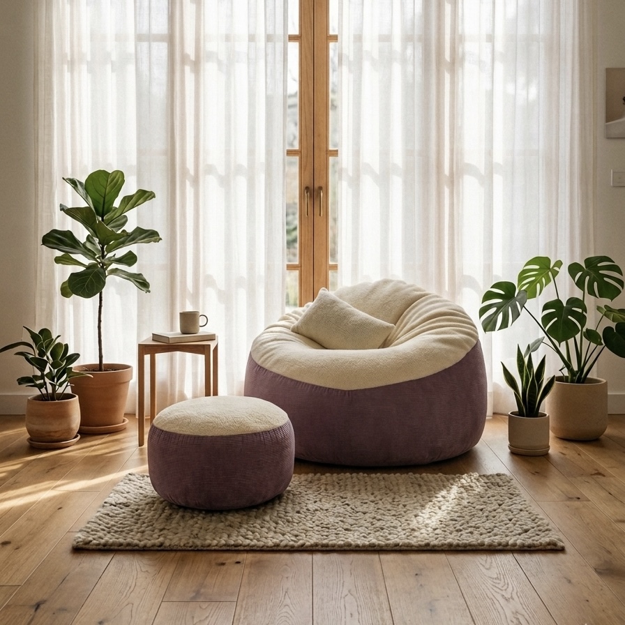 Giant Roll Fabrics Xxxl 3pcs Combo Bean Bag- Onion/Cream