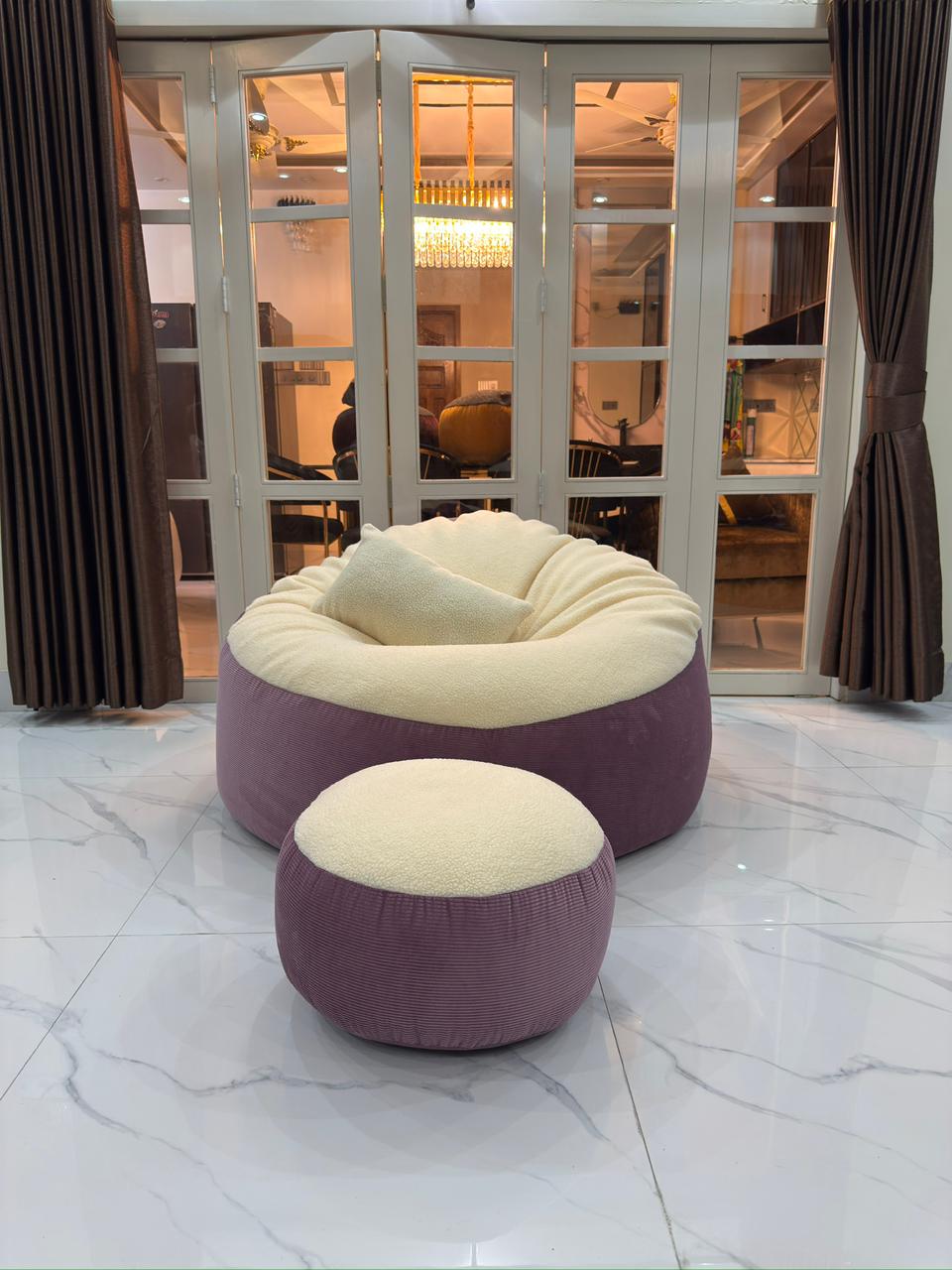 Giant Roll Fabrics Xxxl 3pcs Combo Bean Bag- Onion/Cream