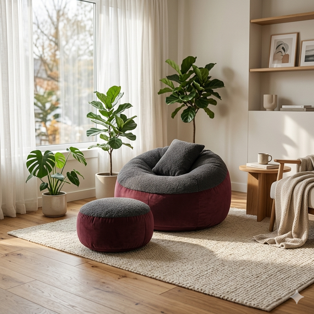 Giant Roll Fabrics Xxxl 3pcs Combo Bean Bag- Oxblood/Charcoal - Relaxo Bean Bag Bangladesh Giant Roll Fabrics Xxxl 3pcs Combo Bean Bag- Oxblood/Charcoal price in Bangladesh - Relaxo Bean Bag