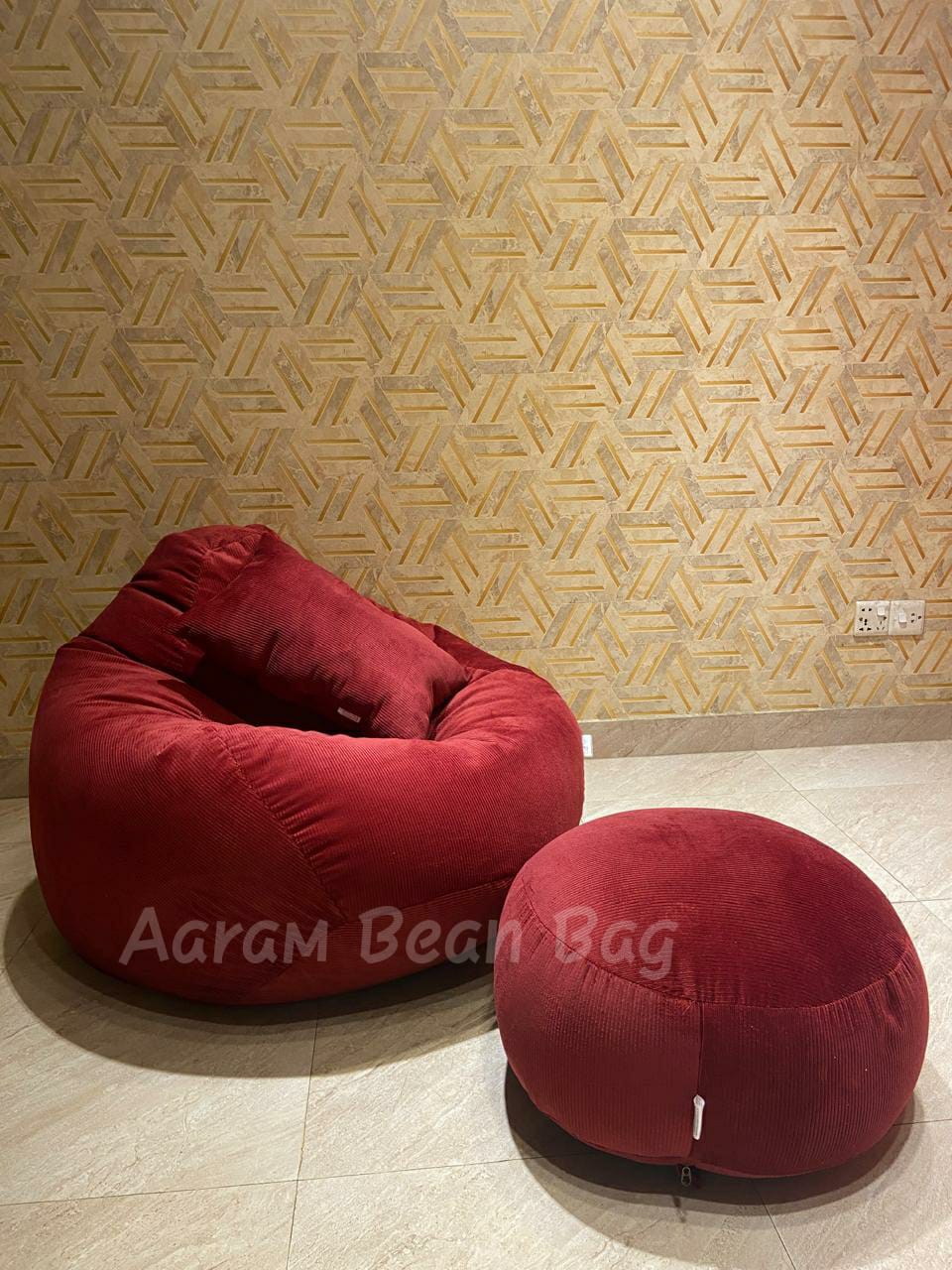 Woven Fabrics Xxl Pear Shape 3pcs Combo Bean Bag – Maroon