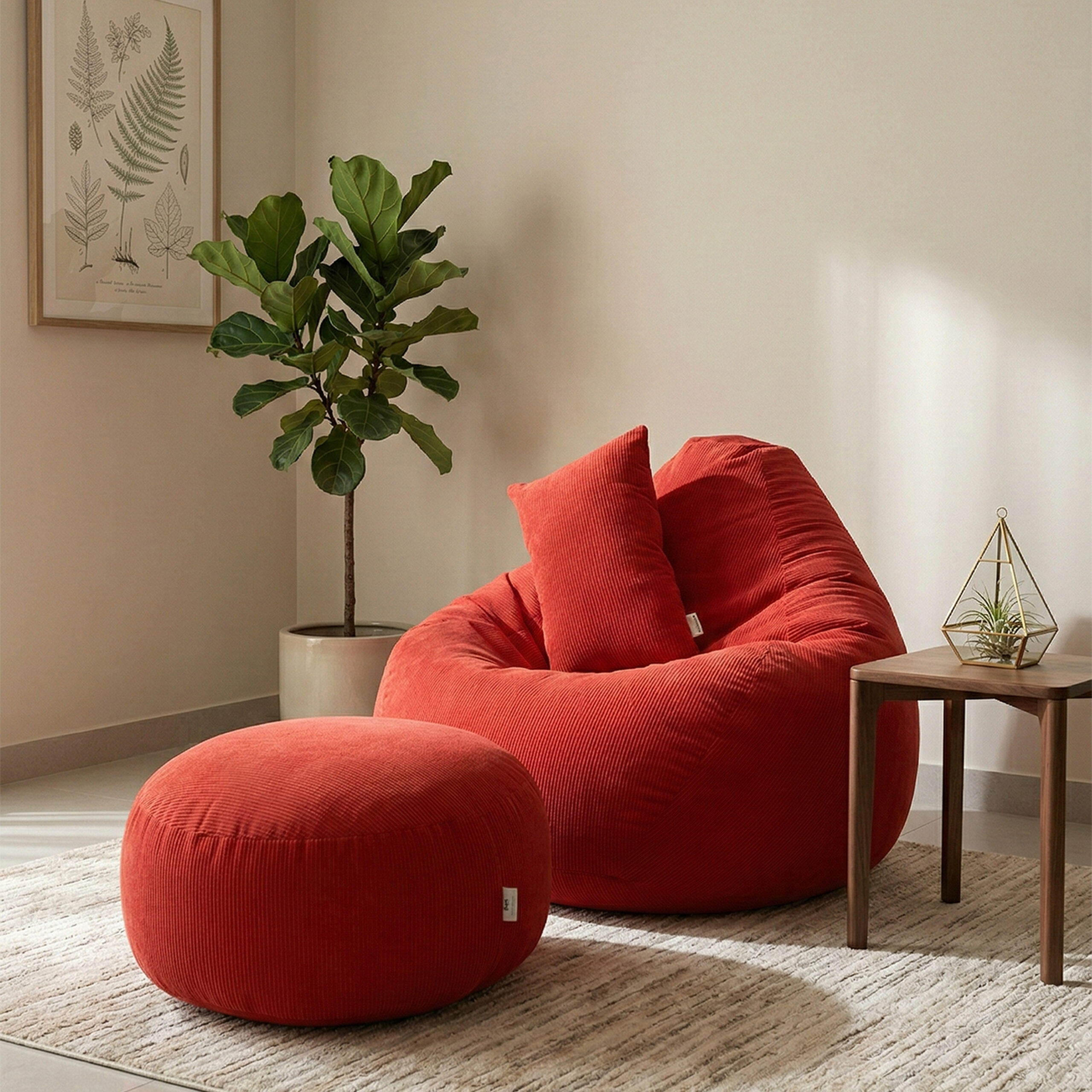 Woven Fabrics Xxl Pear Shape 3pcs Combo Bean Bag – Red