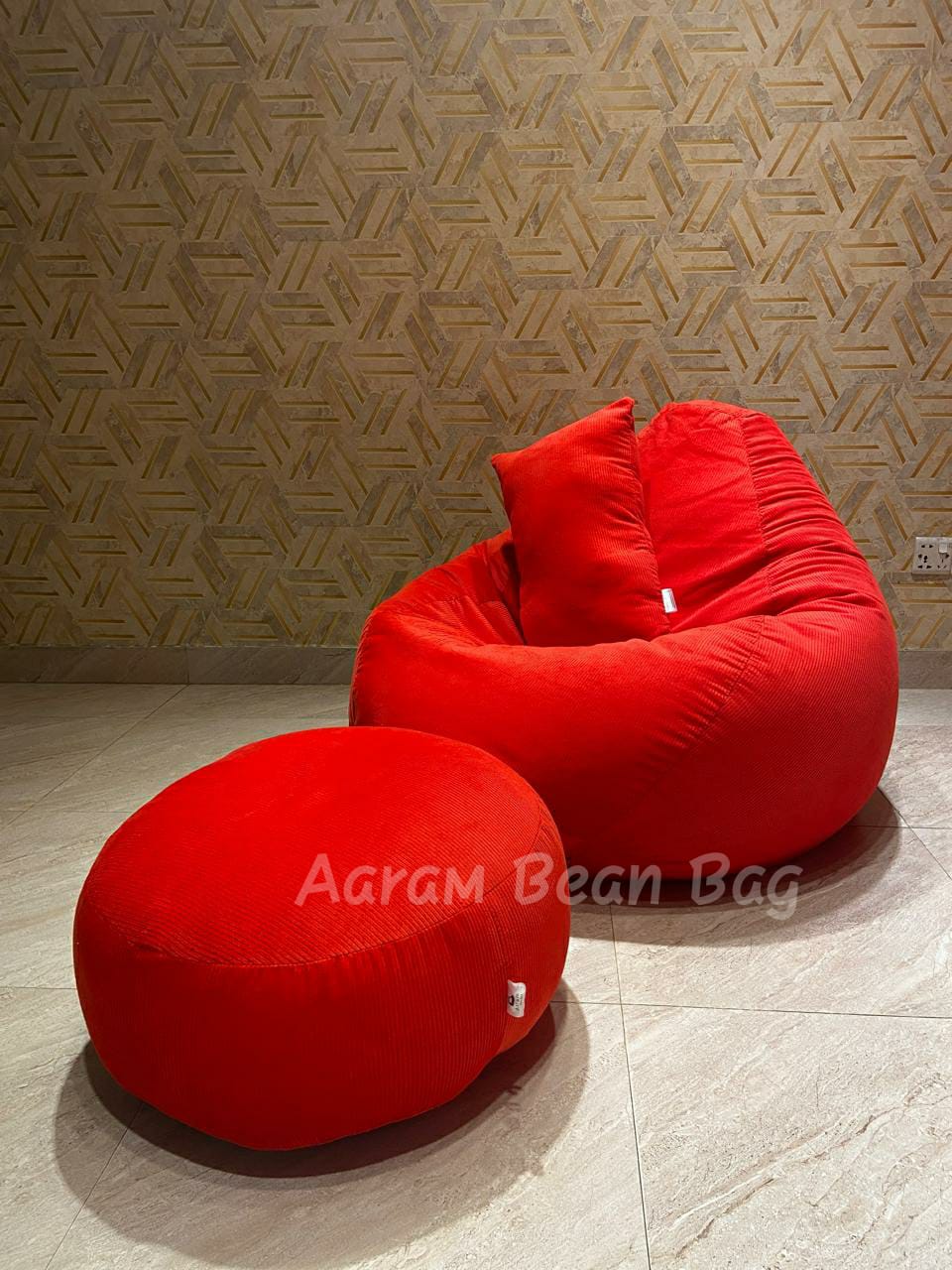 Woven Fabrics Xxl Pear Shape 3pcs Combo Bean Bag – Red