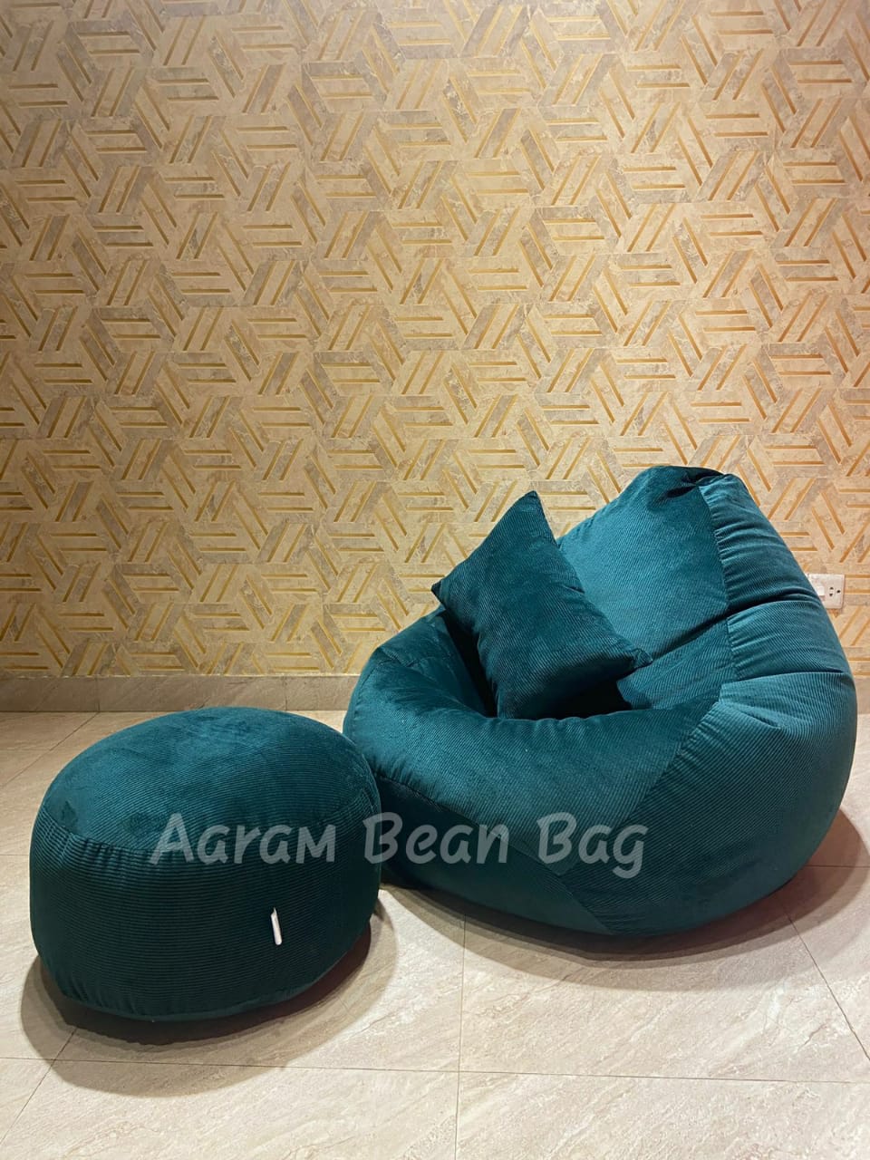 Woven Fabrics Xxl Pear Shape 3pcs Combo Bean Bag – Sea Green